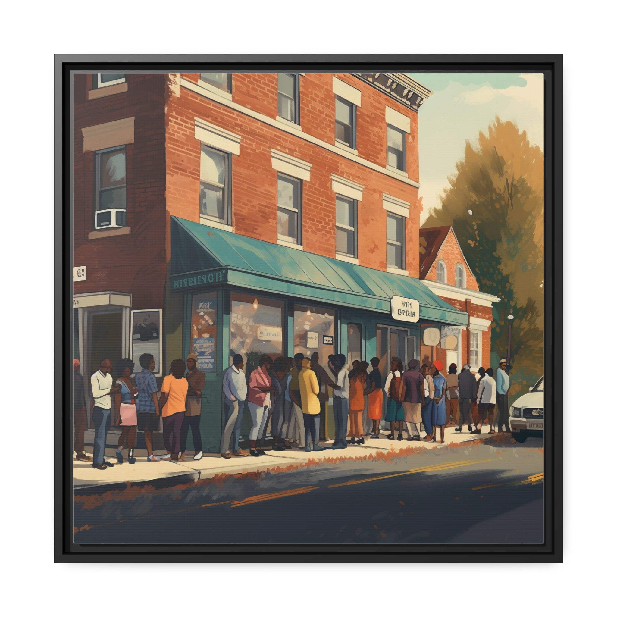Old Town Store Front Matte Canvas, Black Frame