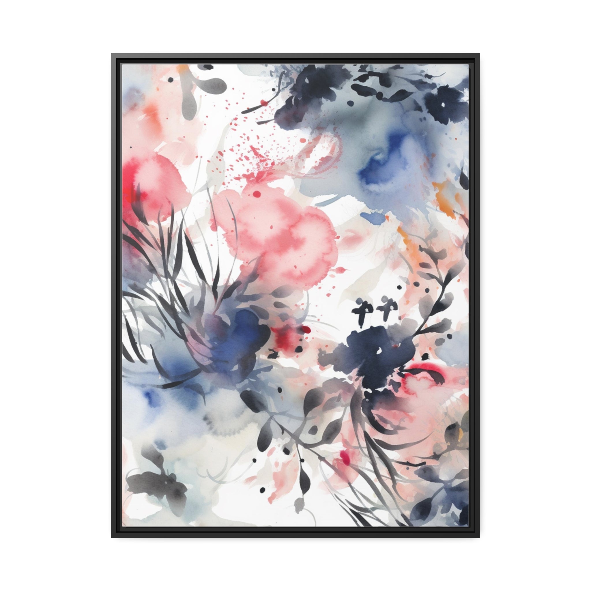 Japanese Flora II Matte Canvas, Black Frame