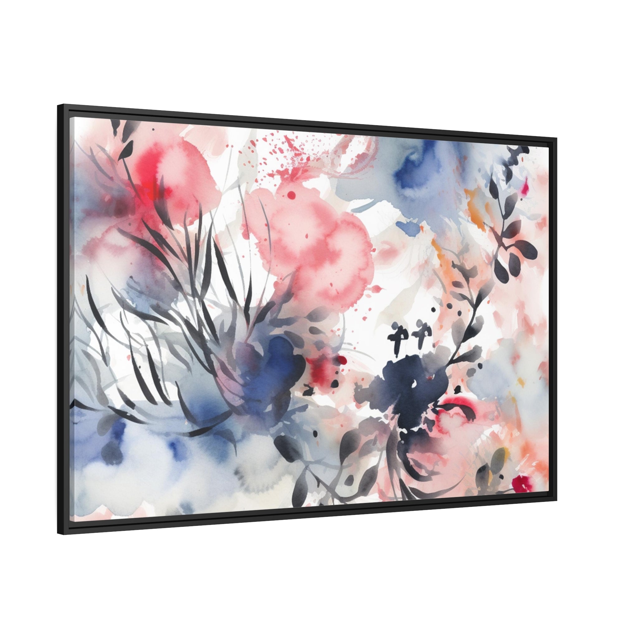 Japanese Flora II Matte Canvas, Black Frame