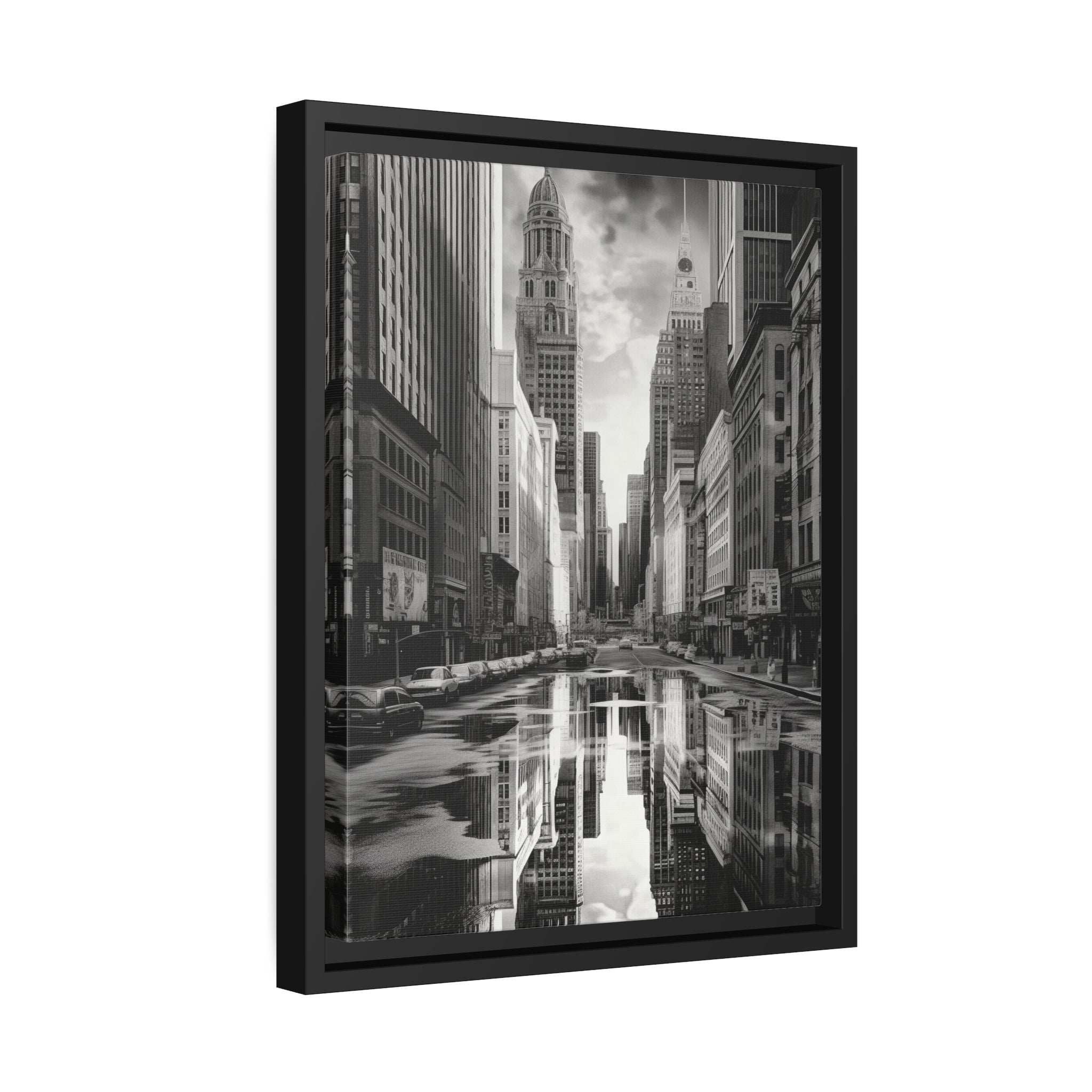 Cityscape II Matte Canvas, Black Frame