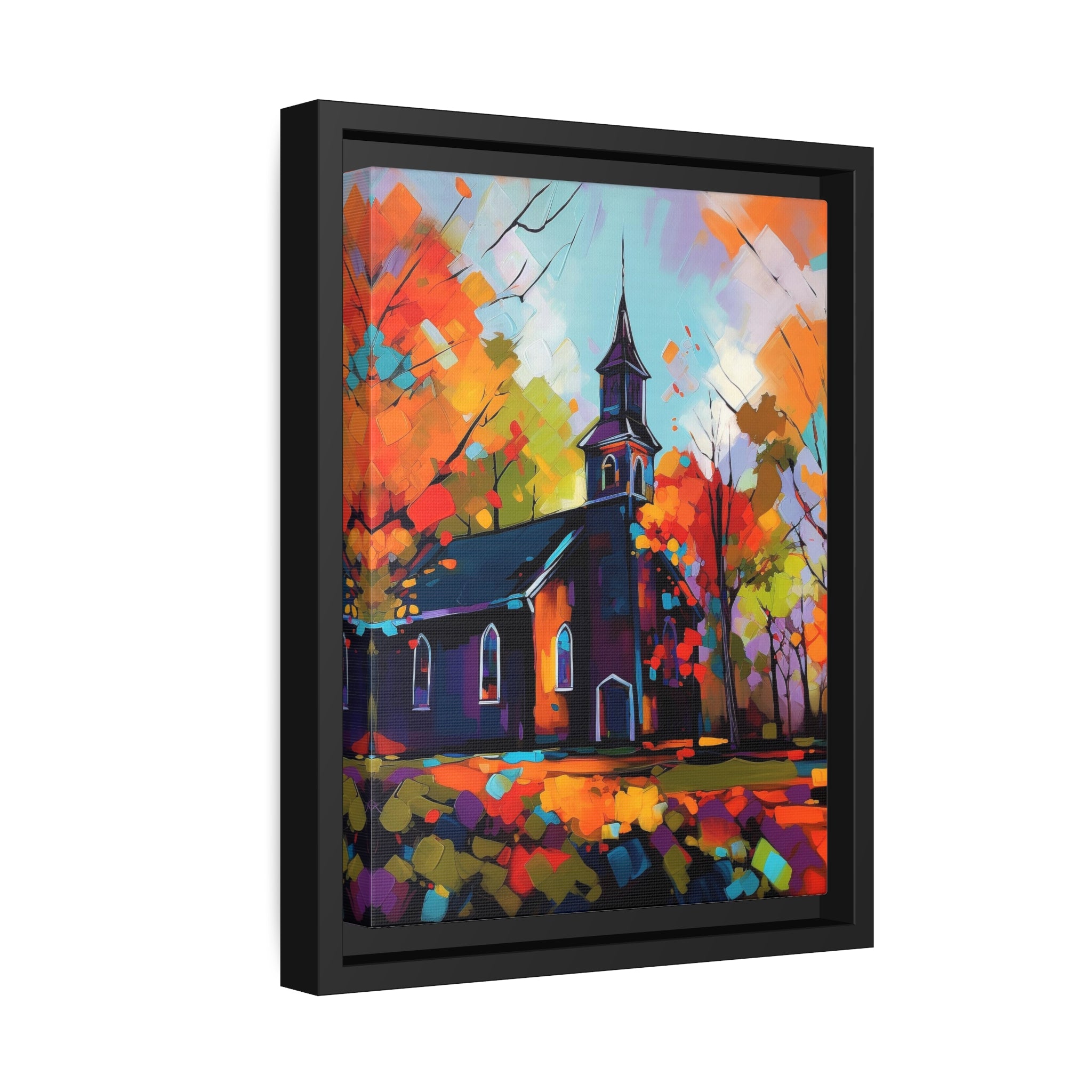 Vibrant Church I Matte Canvas, Black Frame