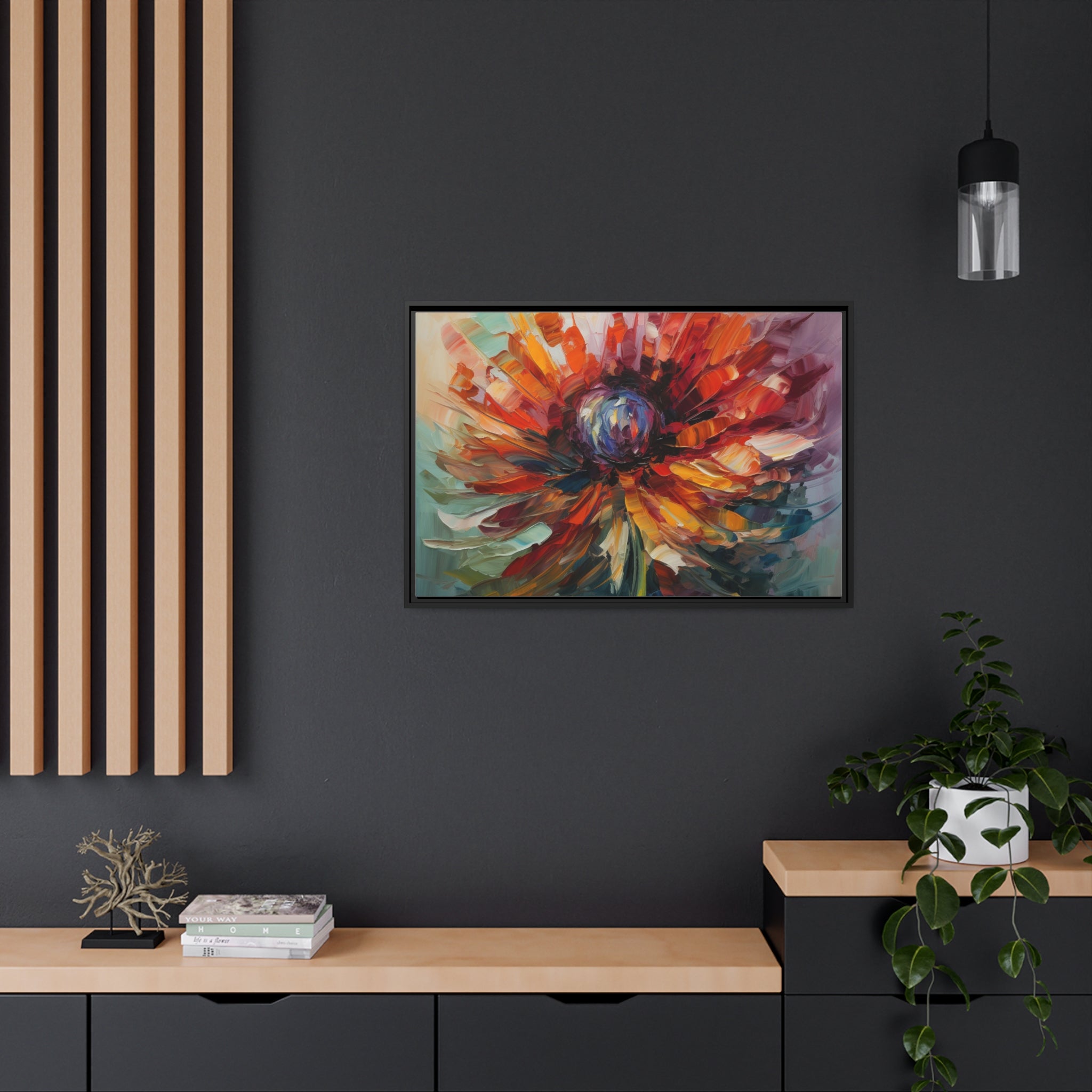 Modern Flora Matte Canvas, Black Frame