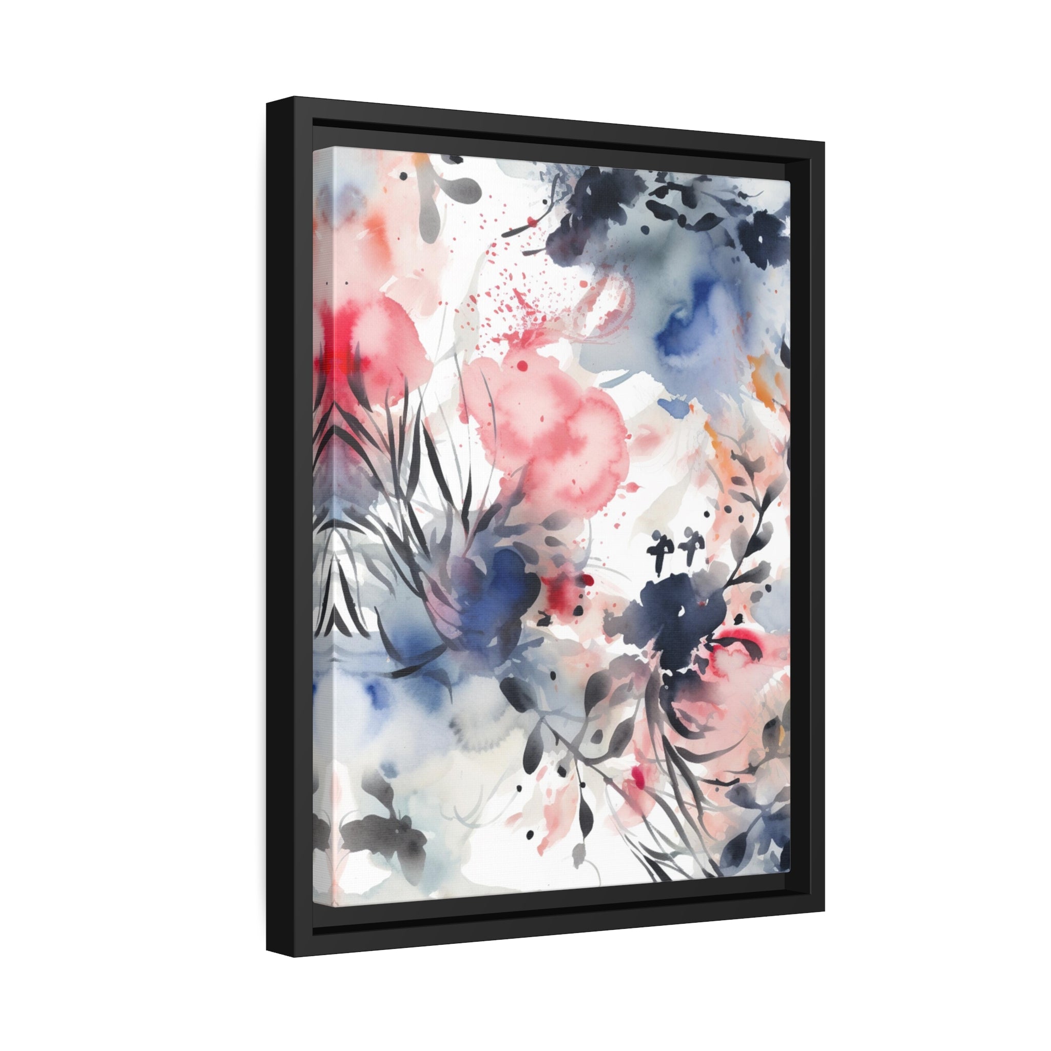 Japanese Flora II Matte Canvas, Black Frame