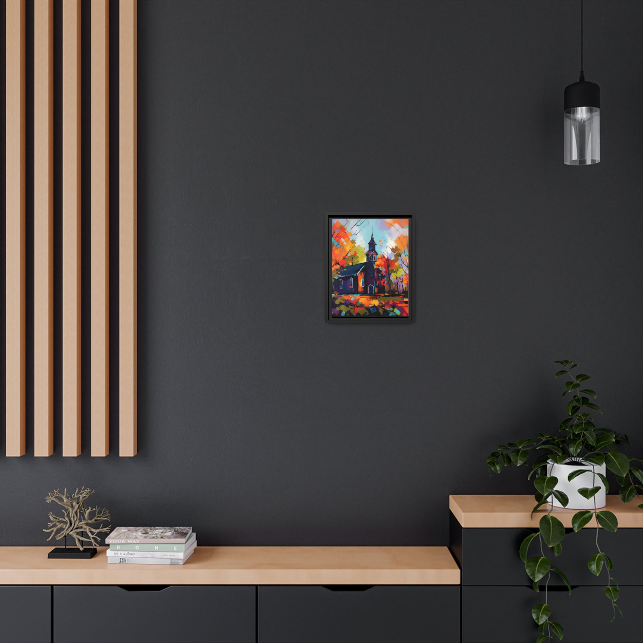 Vibrant Church I Matte Canvas, Black Frame