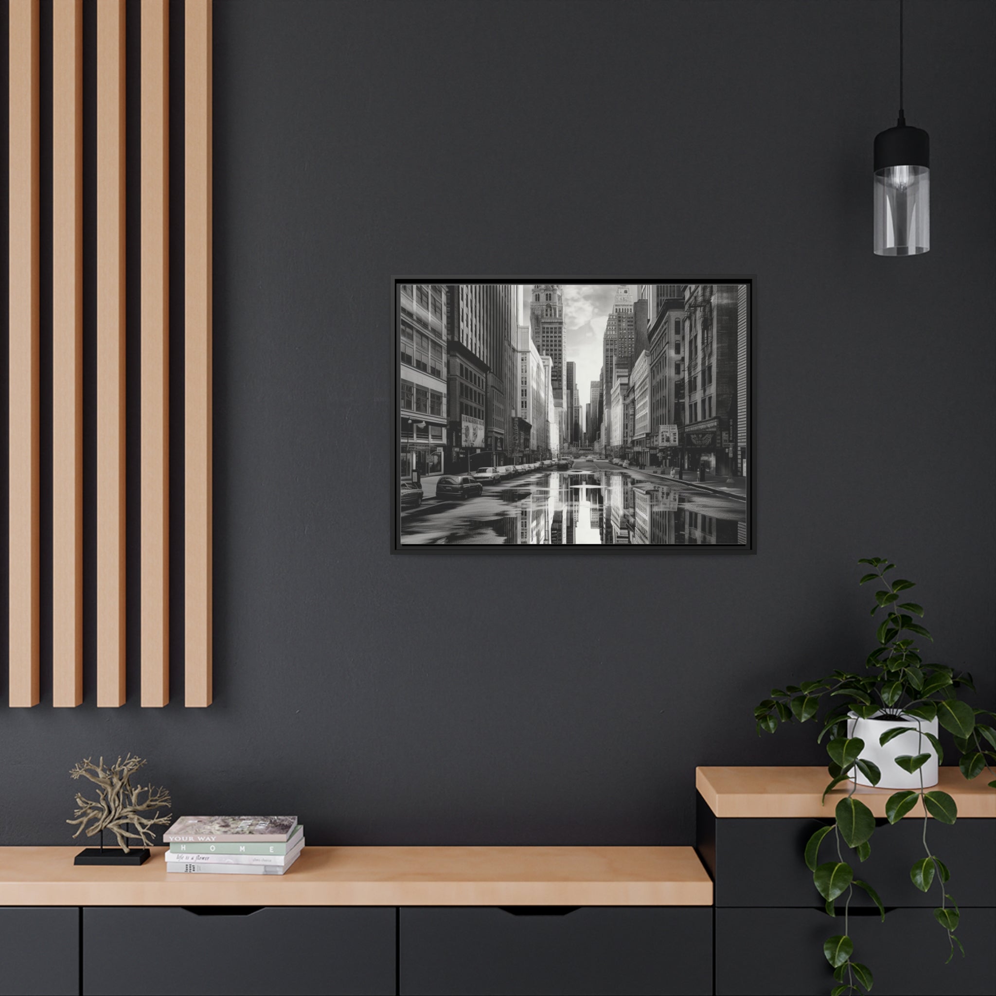 Cityscape II Matte Canvas, Black Frame