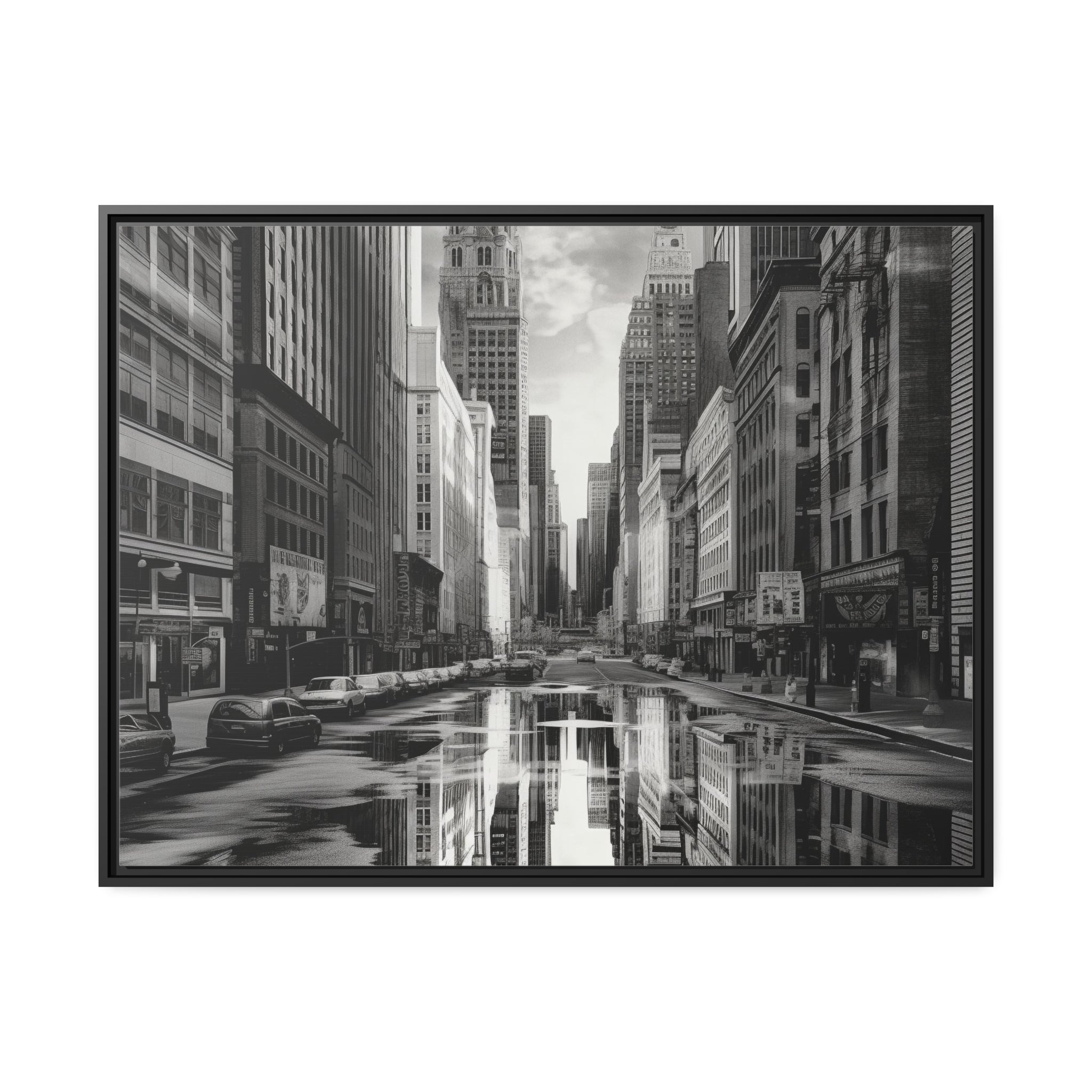 Cityscape II Matte Canvas, Black Frame