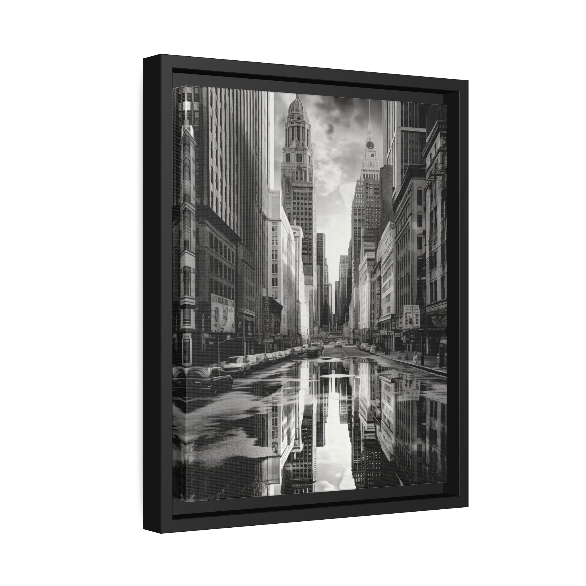 Cityscape II Matte Canvas, Black Frame