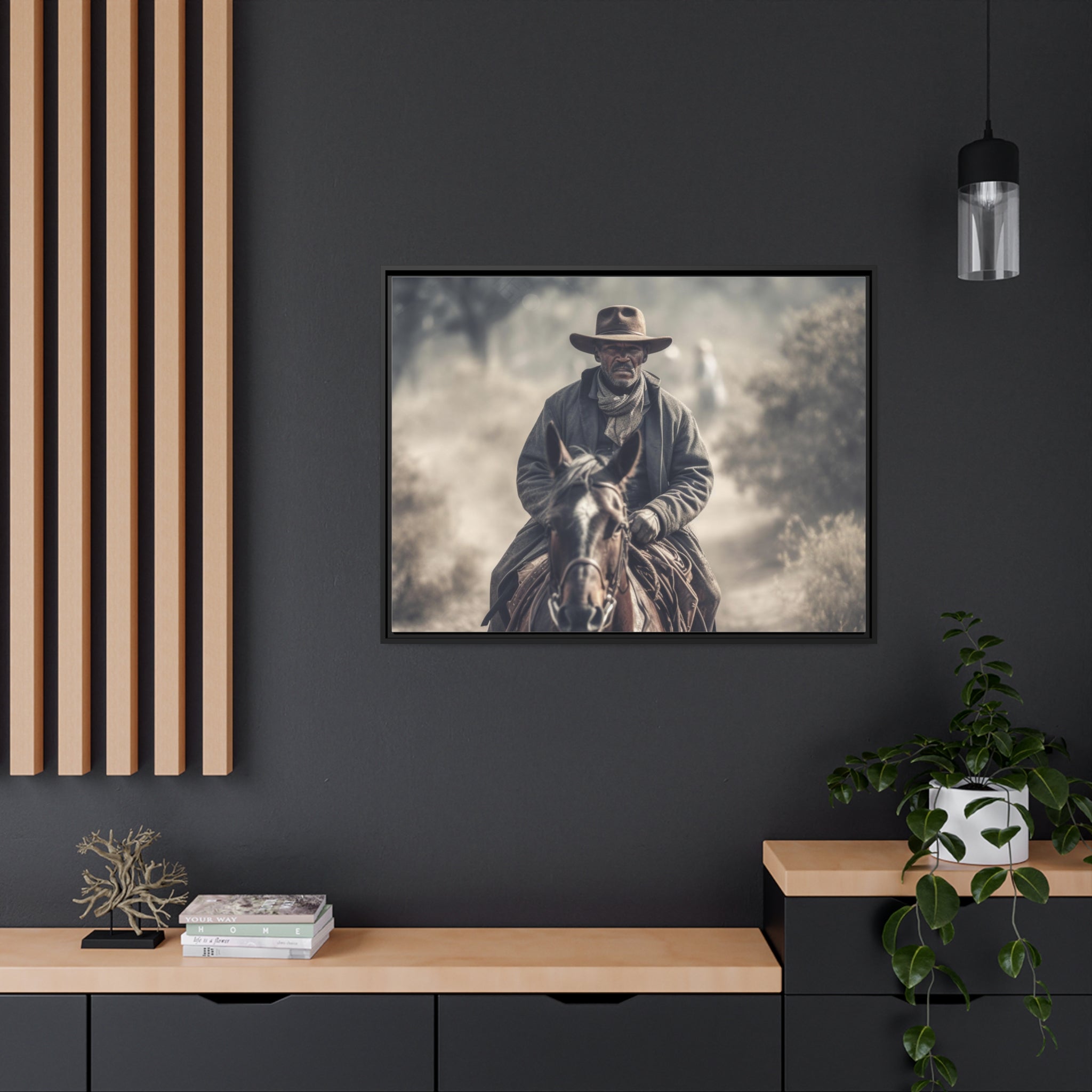 Cowboy II Matte Canvas, Black Frame