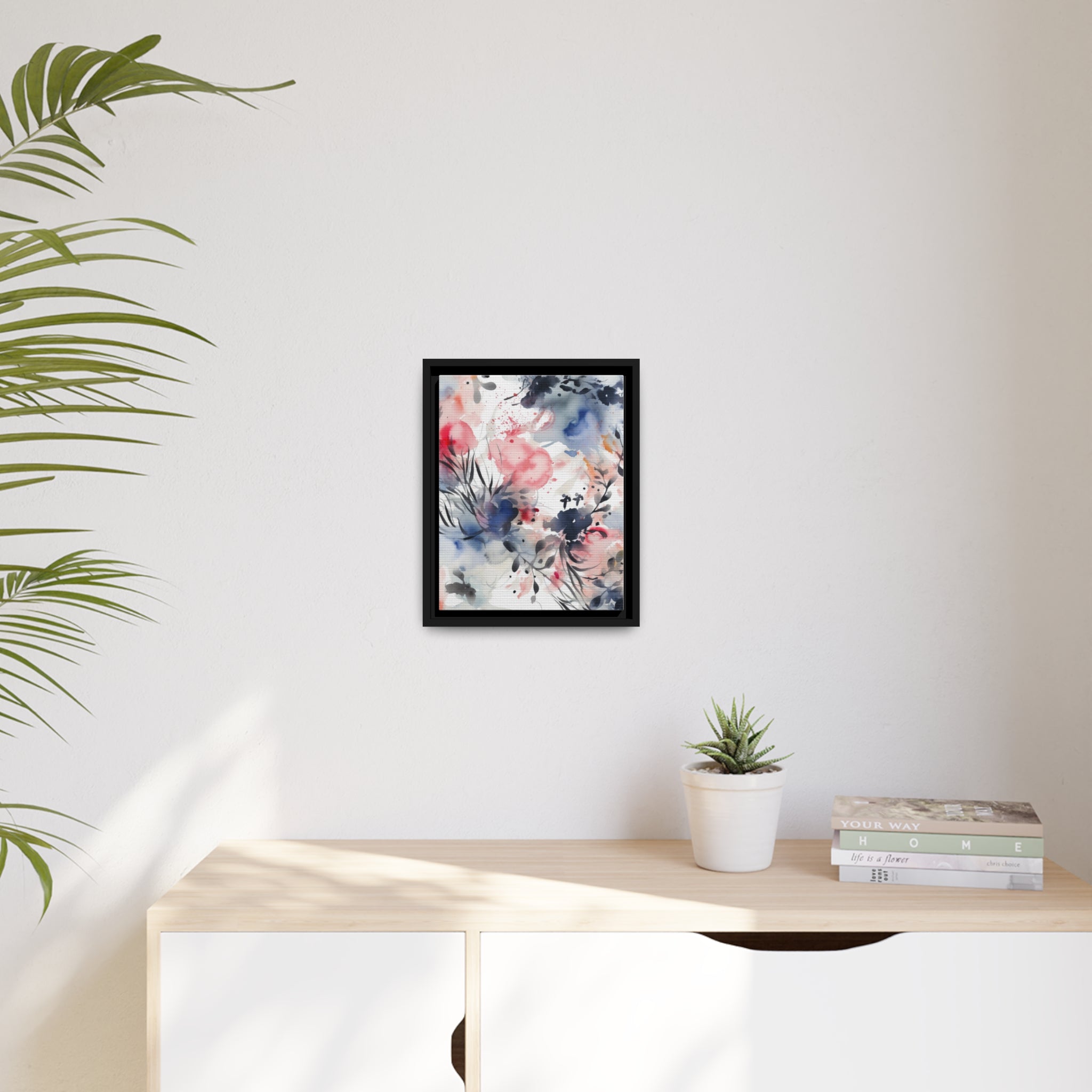 Japanese Flora II Matte Canvas, Black Frame