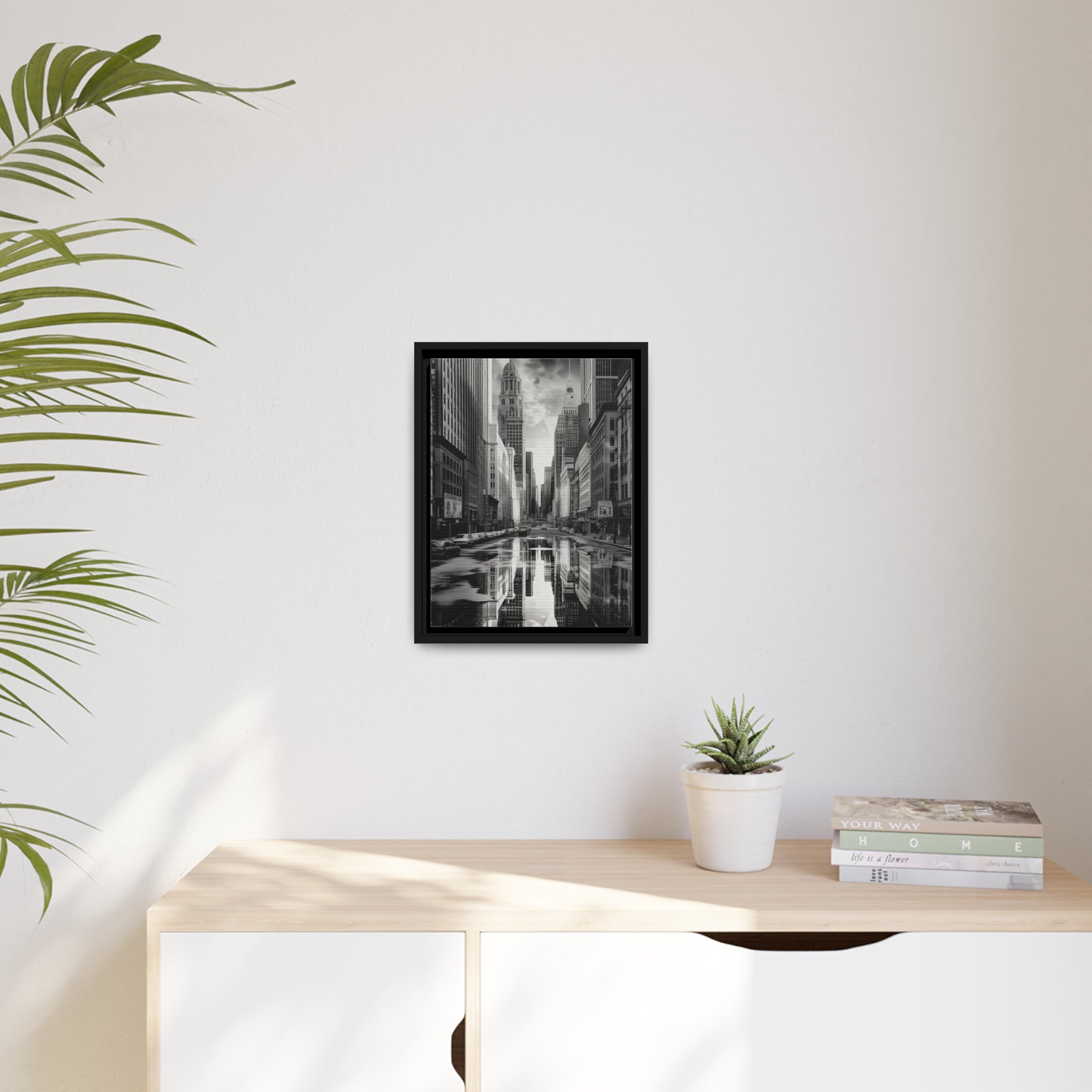 Cityscape II Matte Canvas, Black Frame
