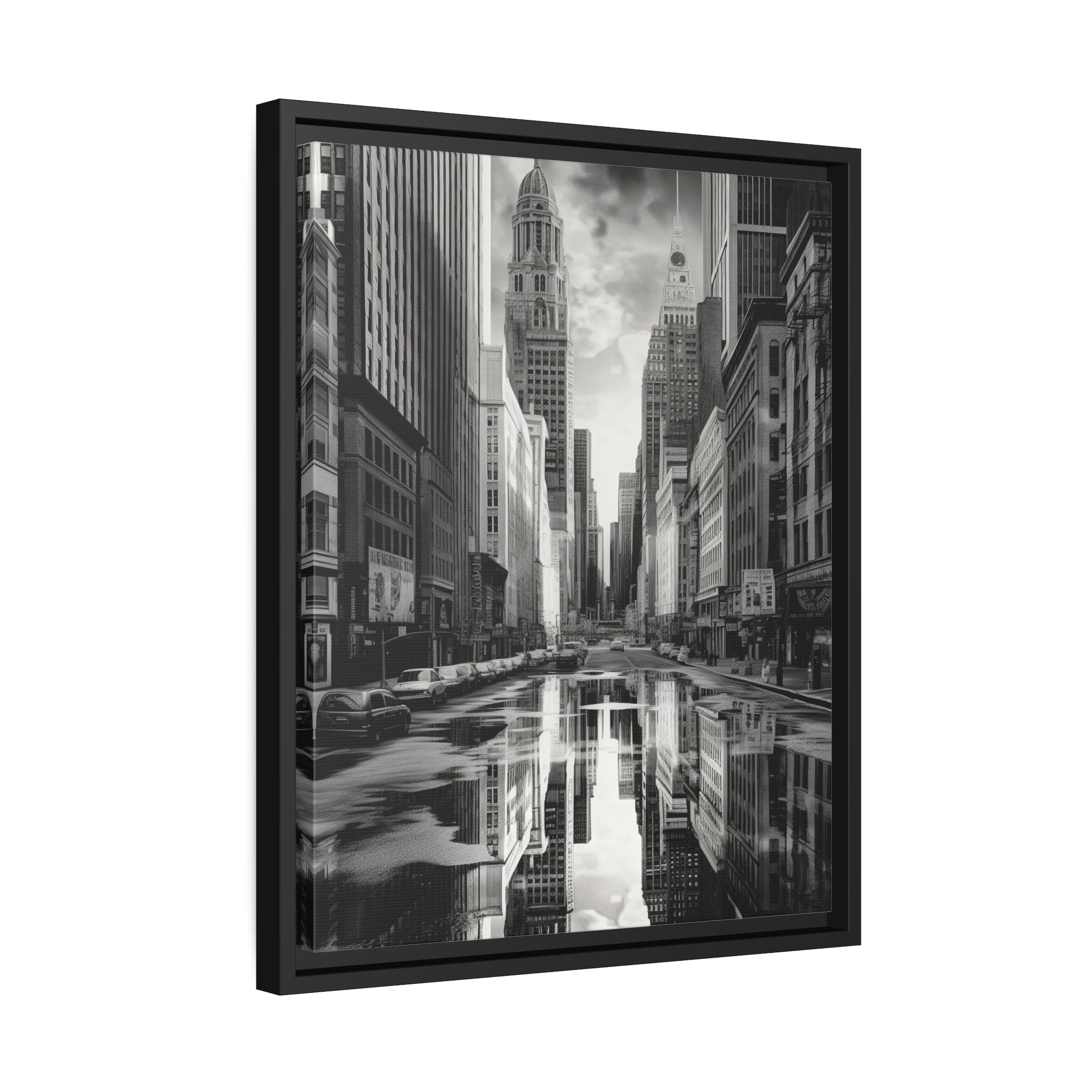 Cityscape II Matte Canvas, Black Frame