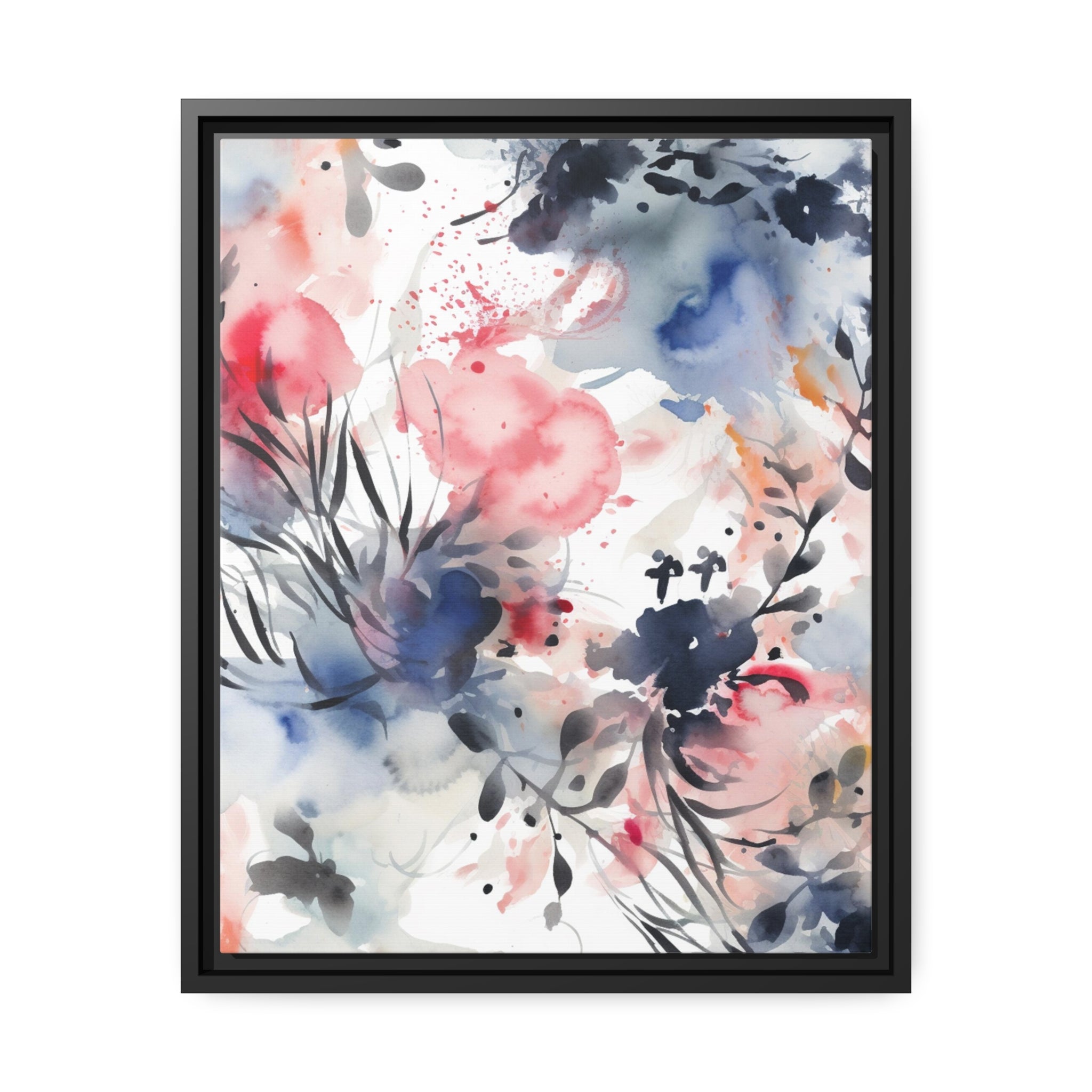 Japanese Flora II Matte Canvas, Black Frame