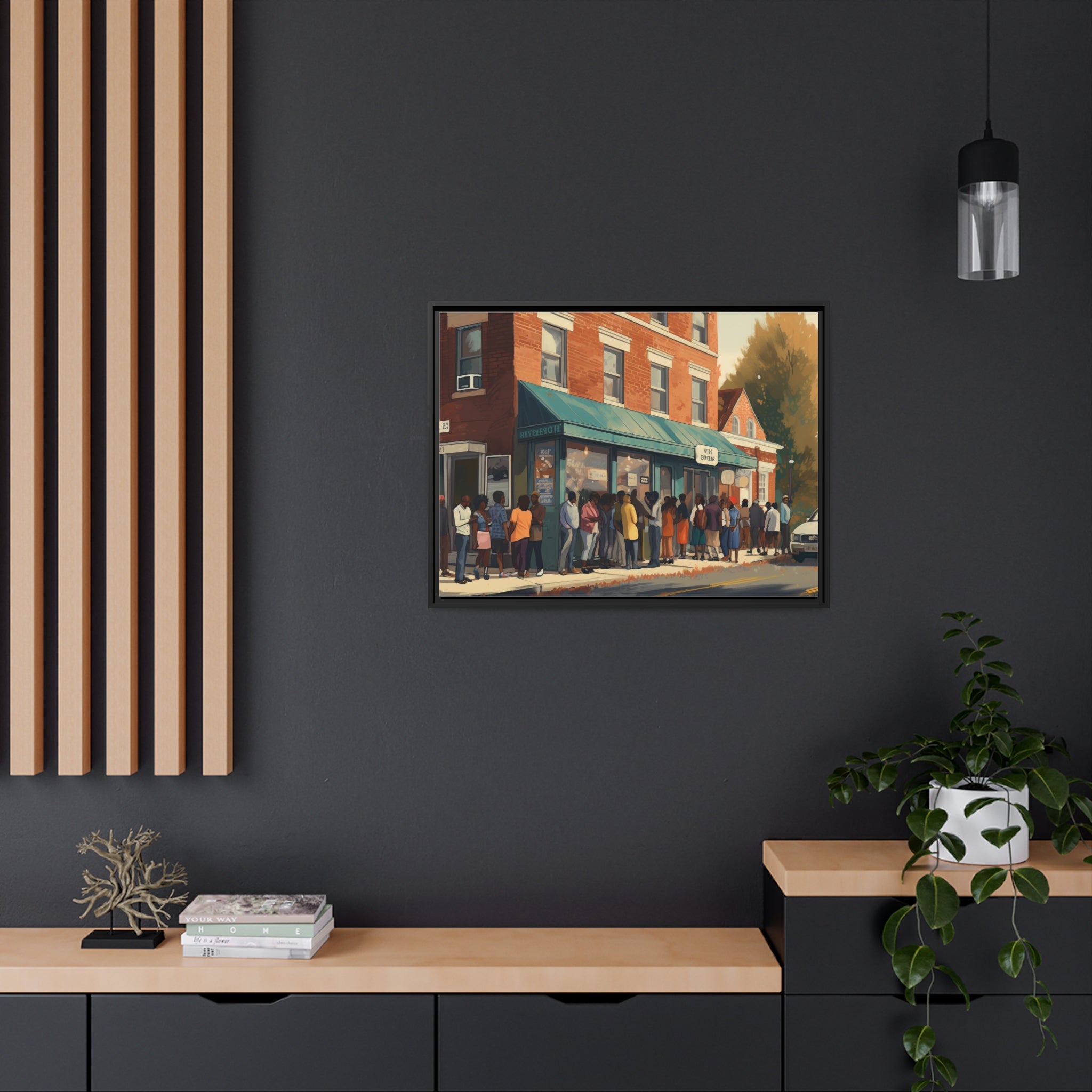 Old Town Store Front Matte Canvas, Black Frame