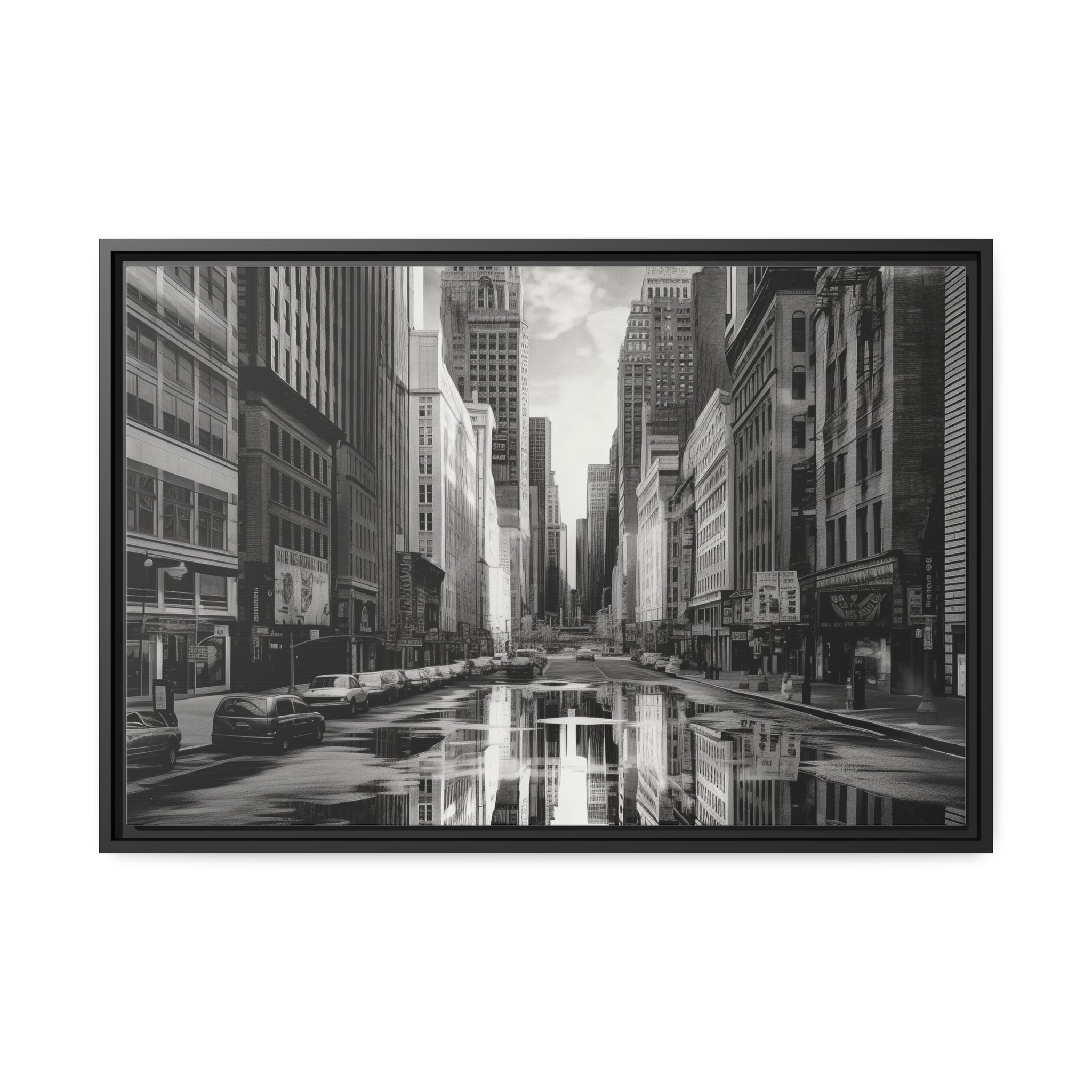 Cityscape II Matte Canvas, Black Frame