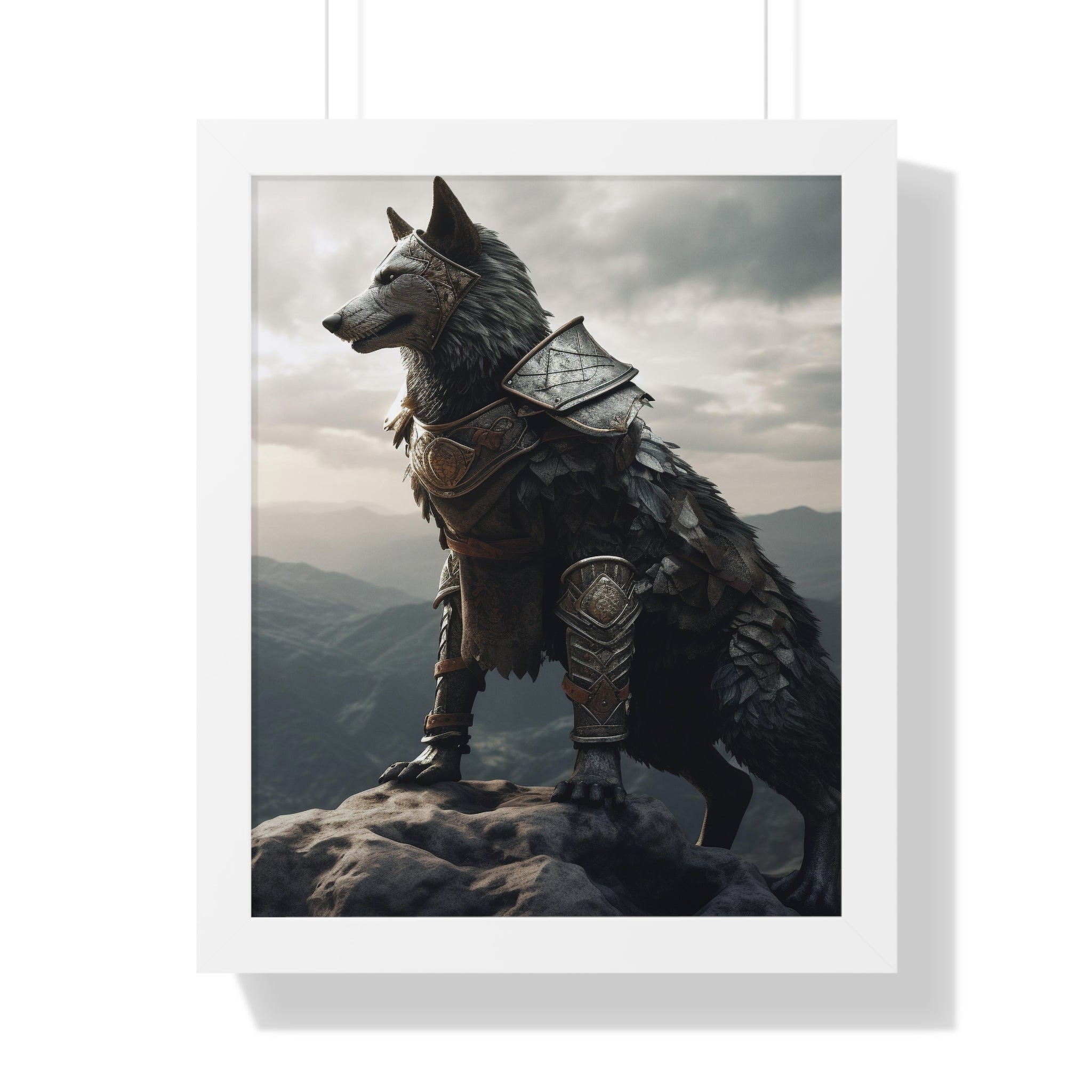 Warrior Wolf Framed Vertical Poster - Noire Faire
