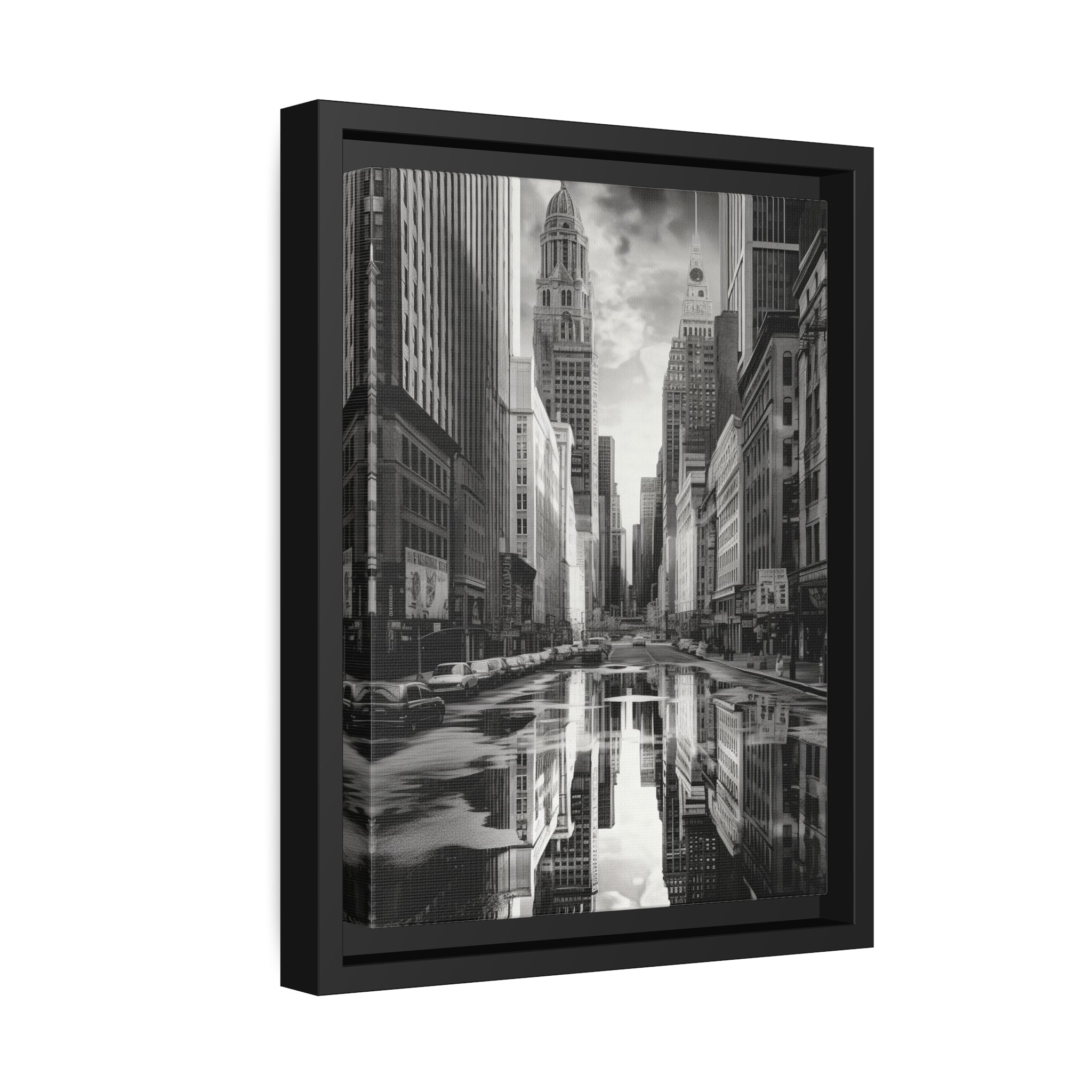 Cityscape II Matte Canvas, Black Frame