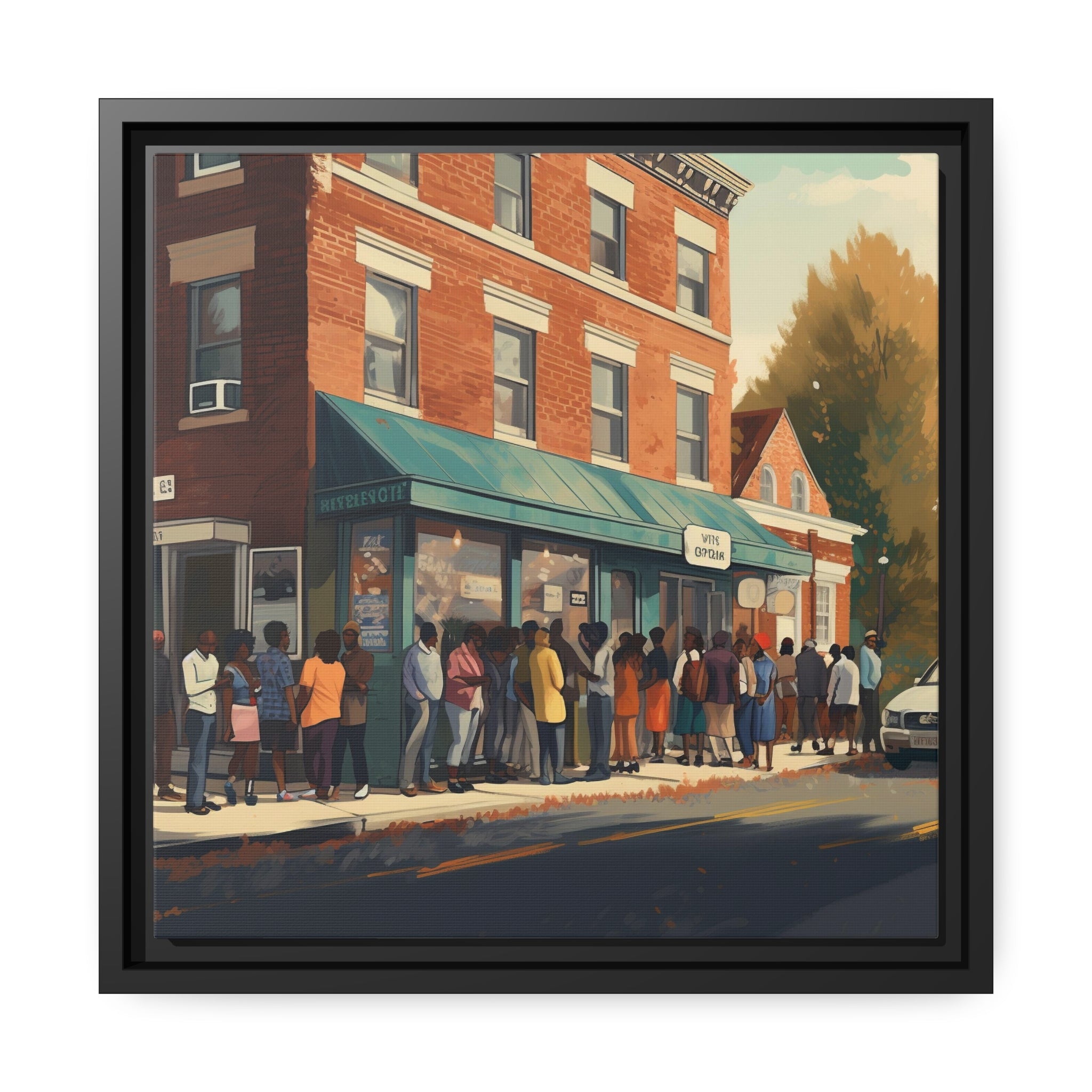 Old Town Store Front Matte Canvas, Black Frame