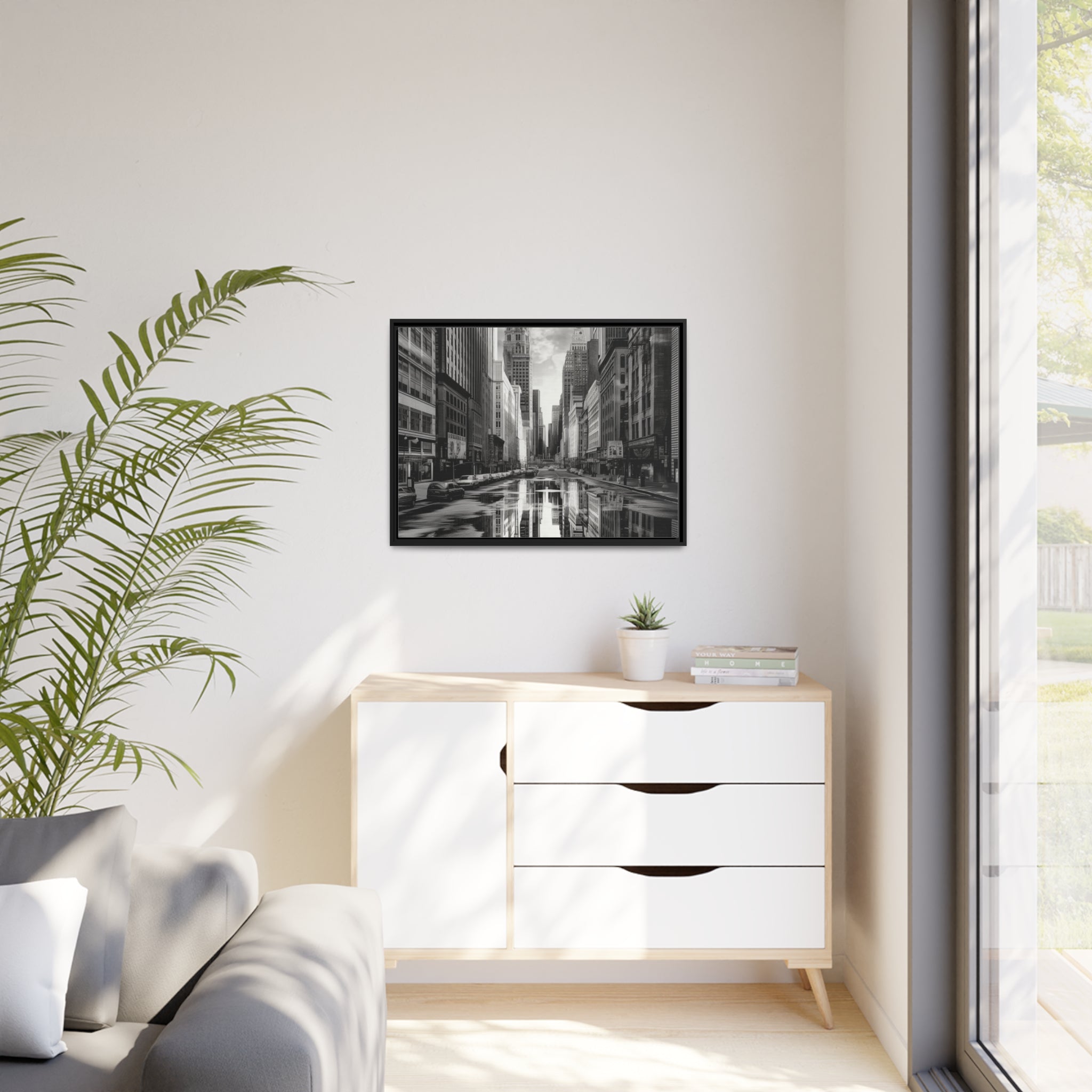 Cityscape II Matte Canvas, Black Frame