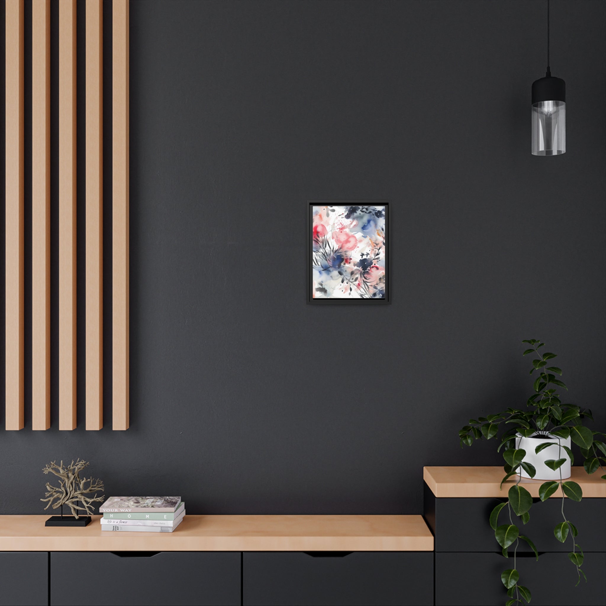Japanese Flora II Matte Canvas, Black Frame