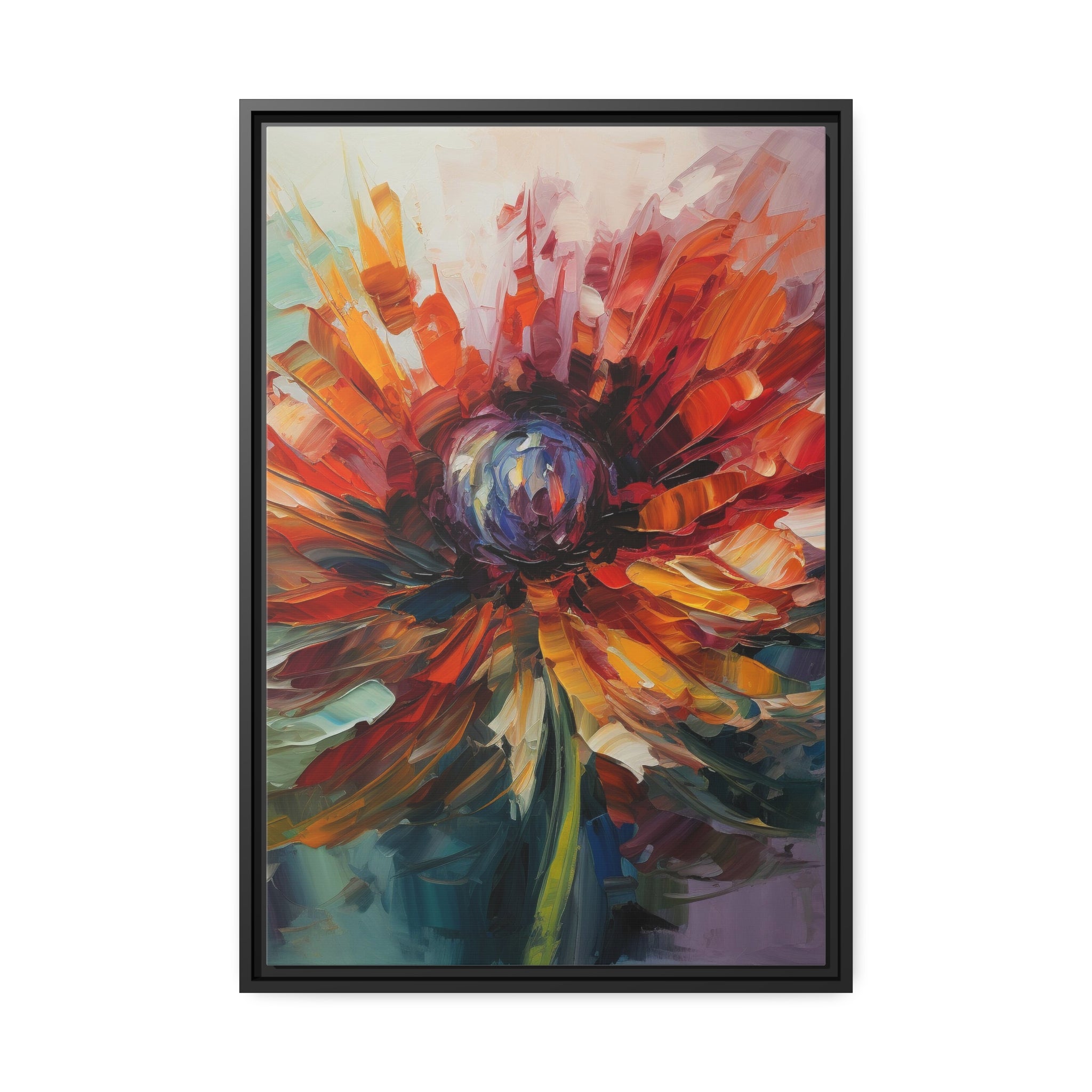 Modern Flora Matte Canvas, Black Frame