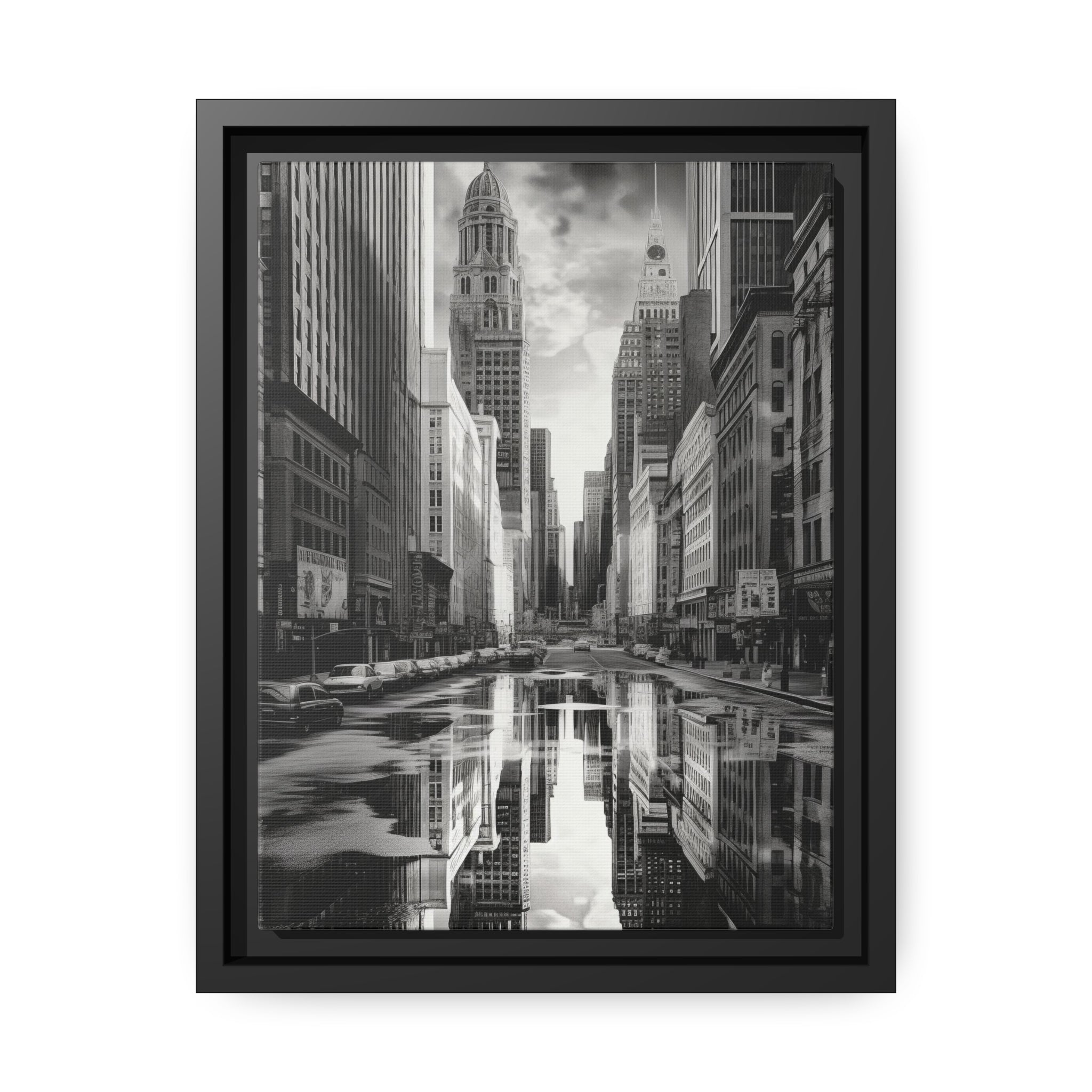 Cityscape II Matte Canvas, Black Frame
