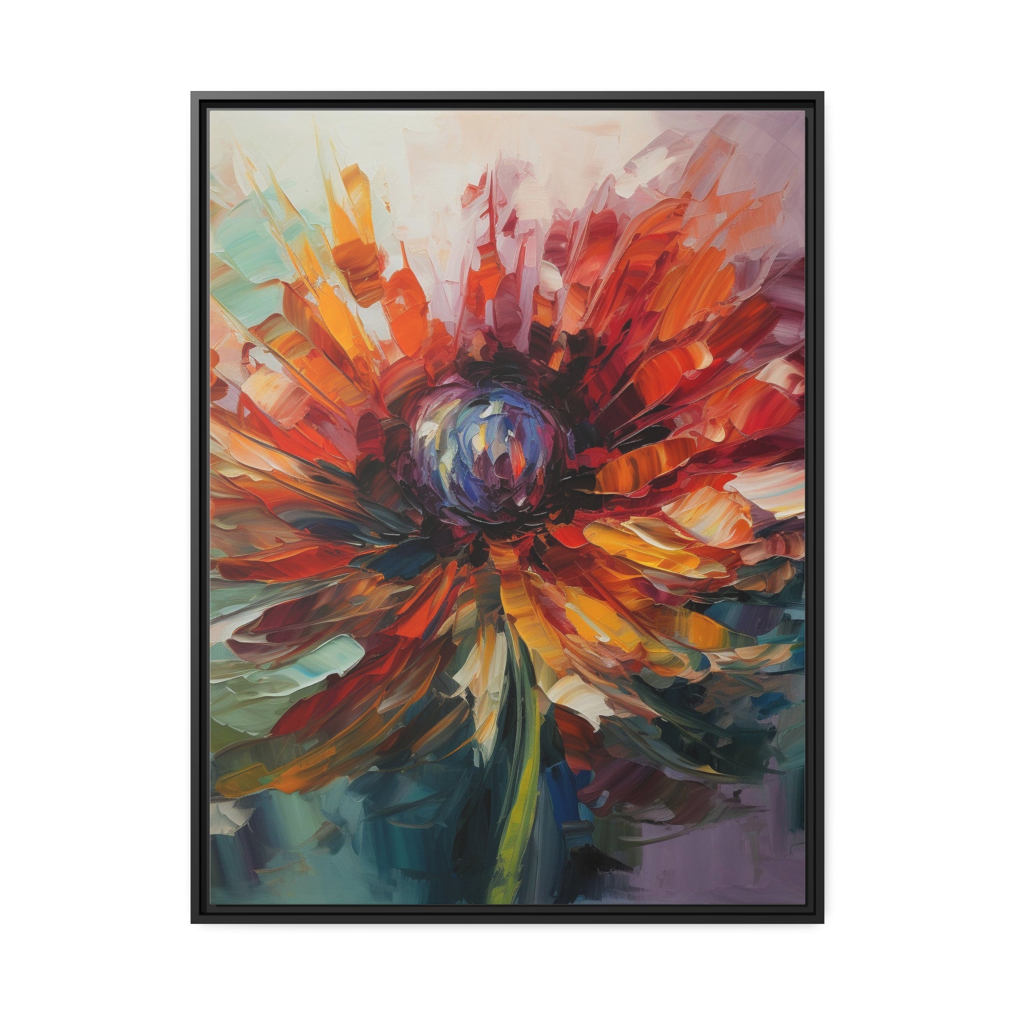 Modern Flora Matte Canvas, Black Frame