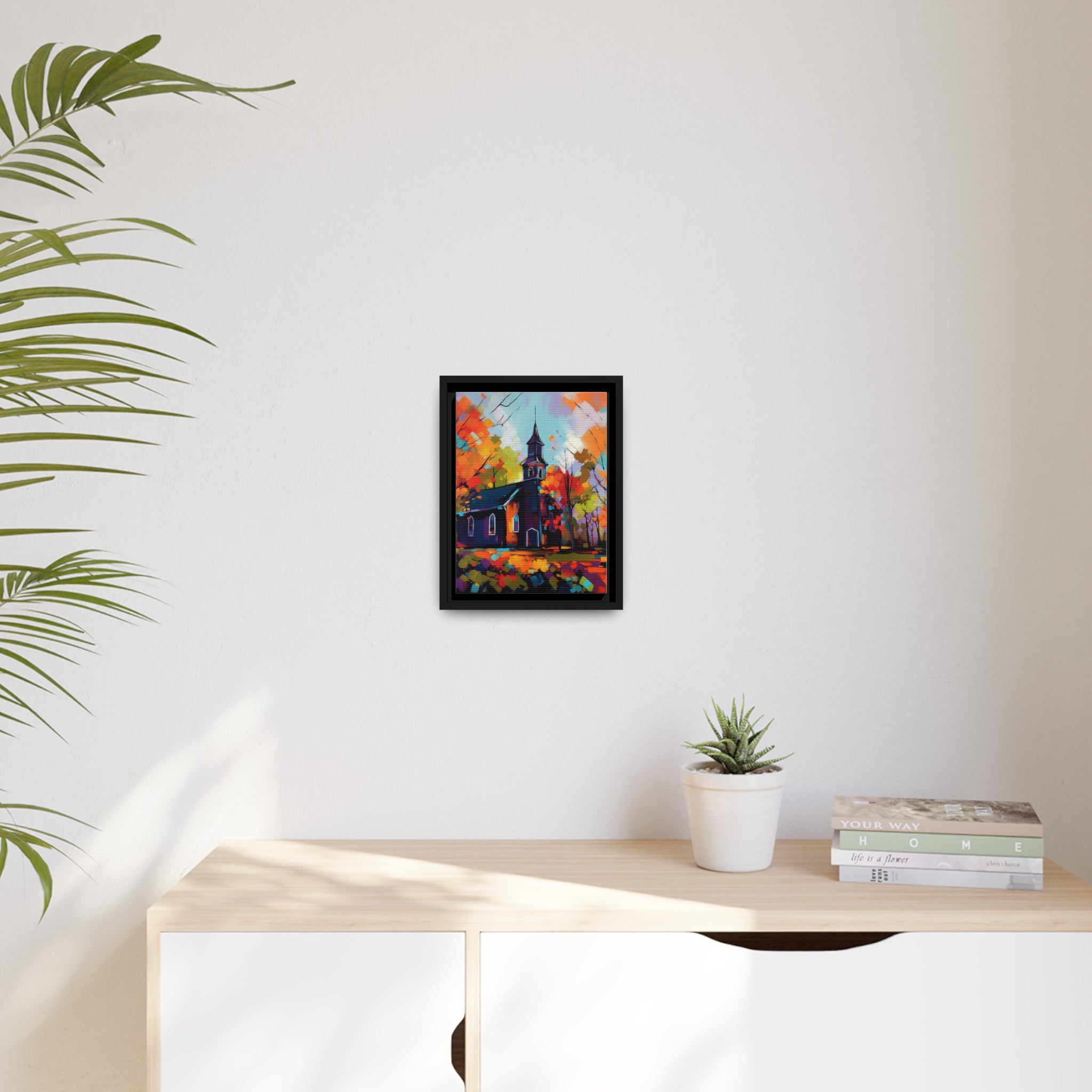 Vibrant Church I Matte Canvas, Black Frame