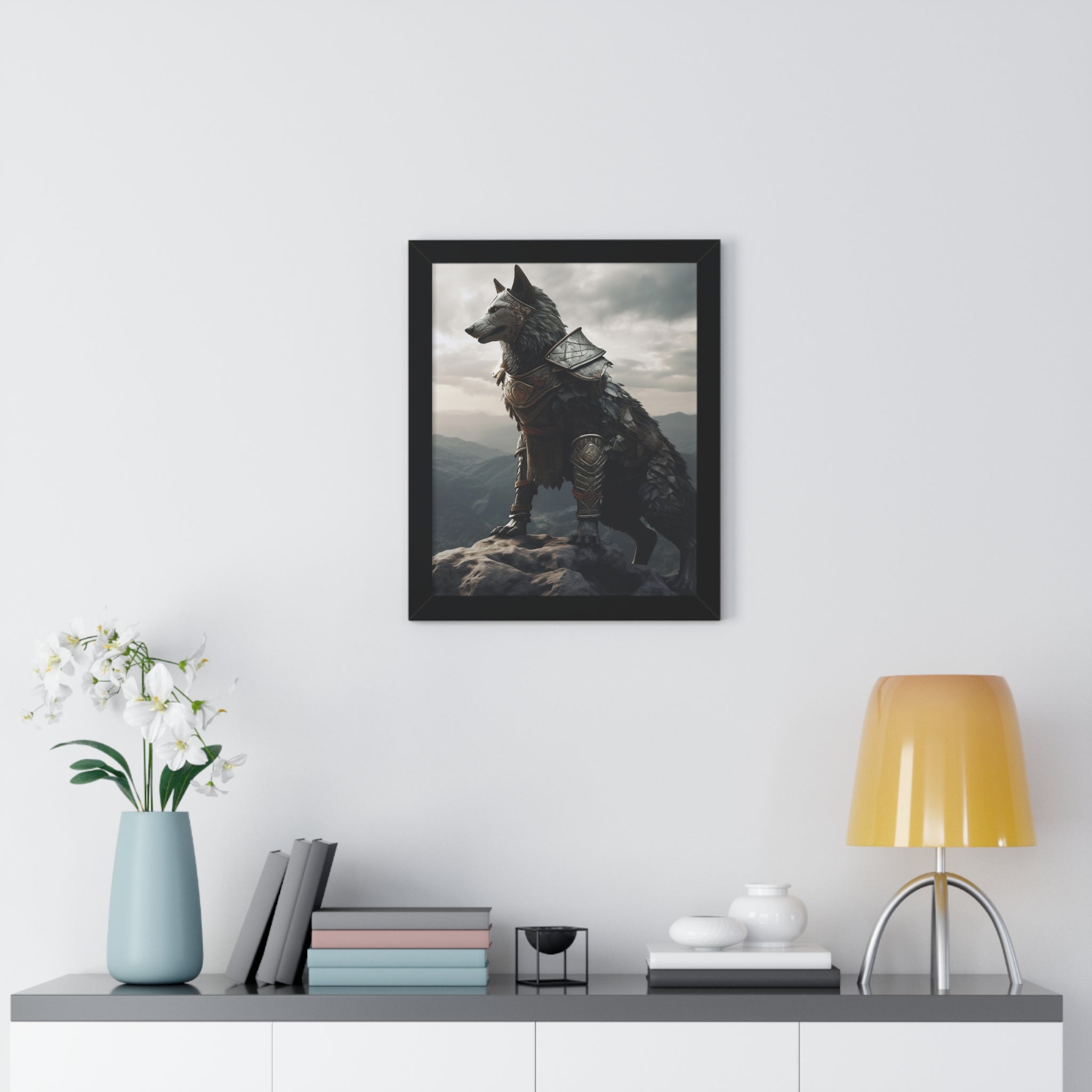 Warrior Wolf Framed Vertical Poster - Noire Faire