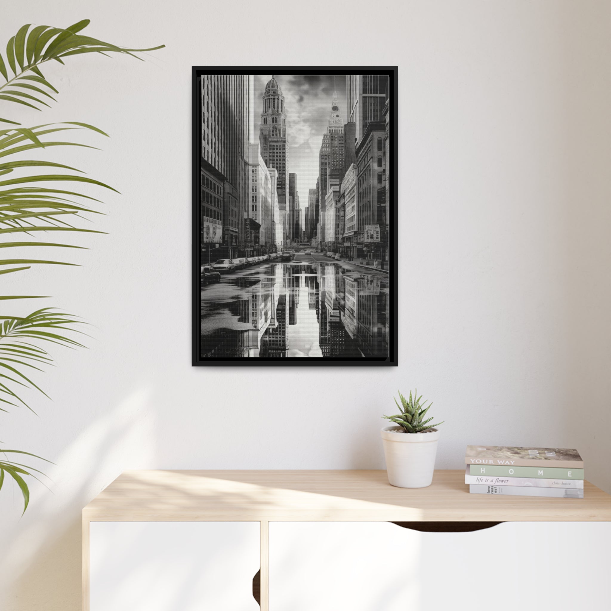 Cityscape II Matte Canvas, Black Frame