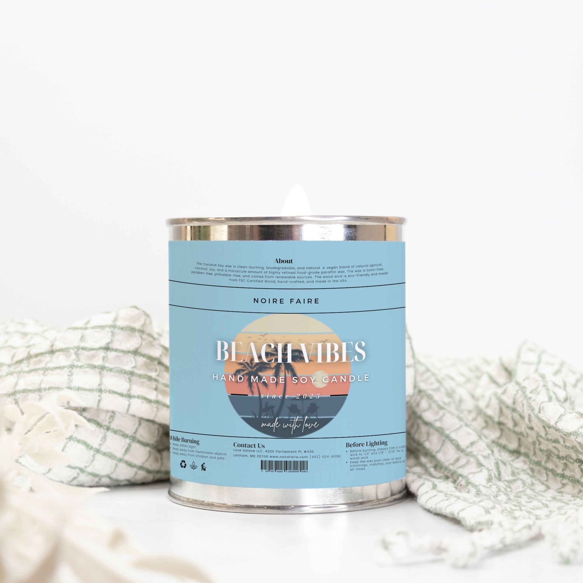 Beach Vibes Candle Paint Can (Hand Poured 16 oz.) - Noire Faire