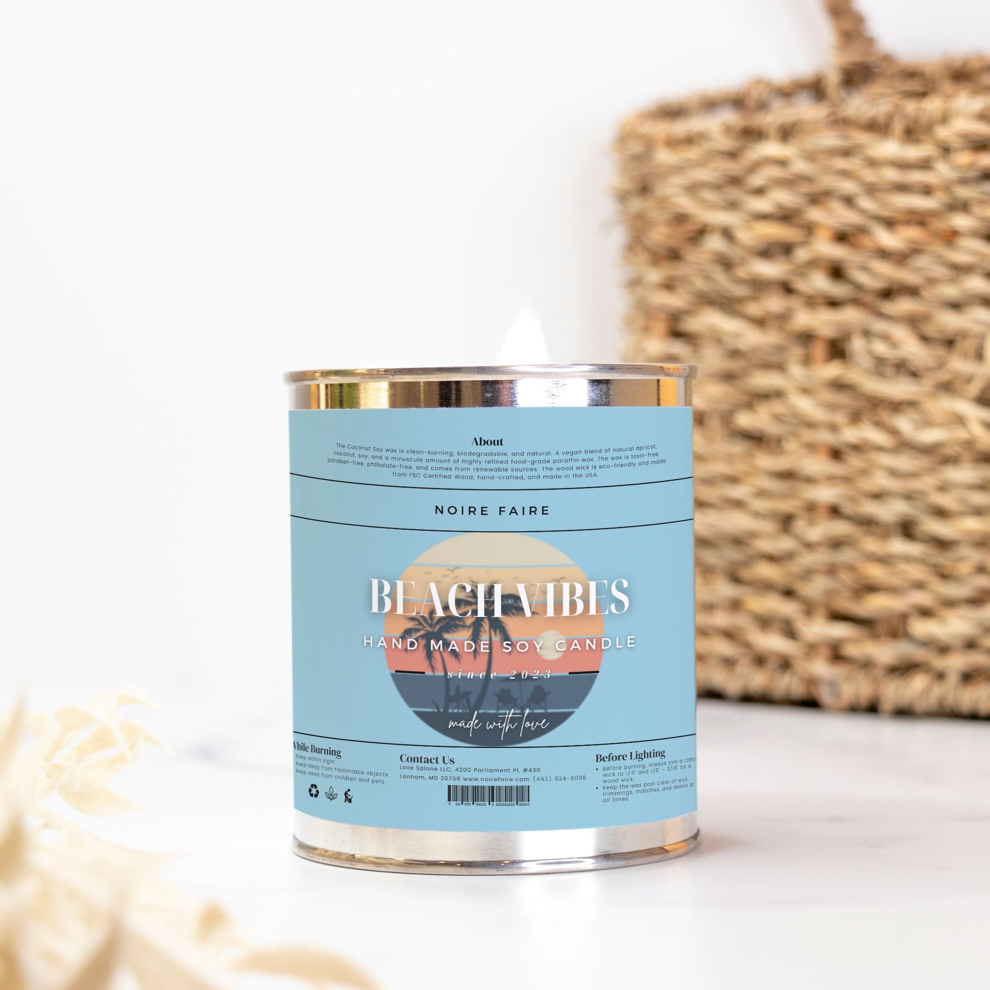 Beach Vibes Candle Paint Can (Hand Poured 16 oz.) - Noire Faire