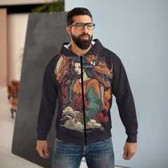 Geisha Dragon Noire Faire Geometric Zip Hoodie - Noire Faire