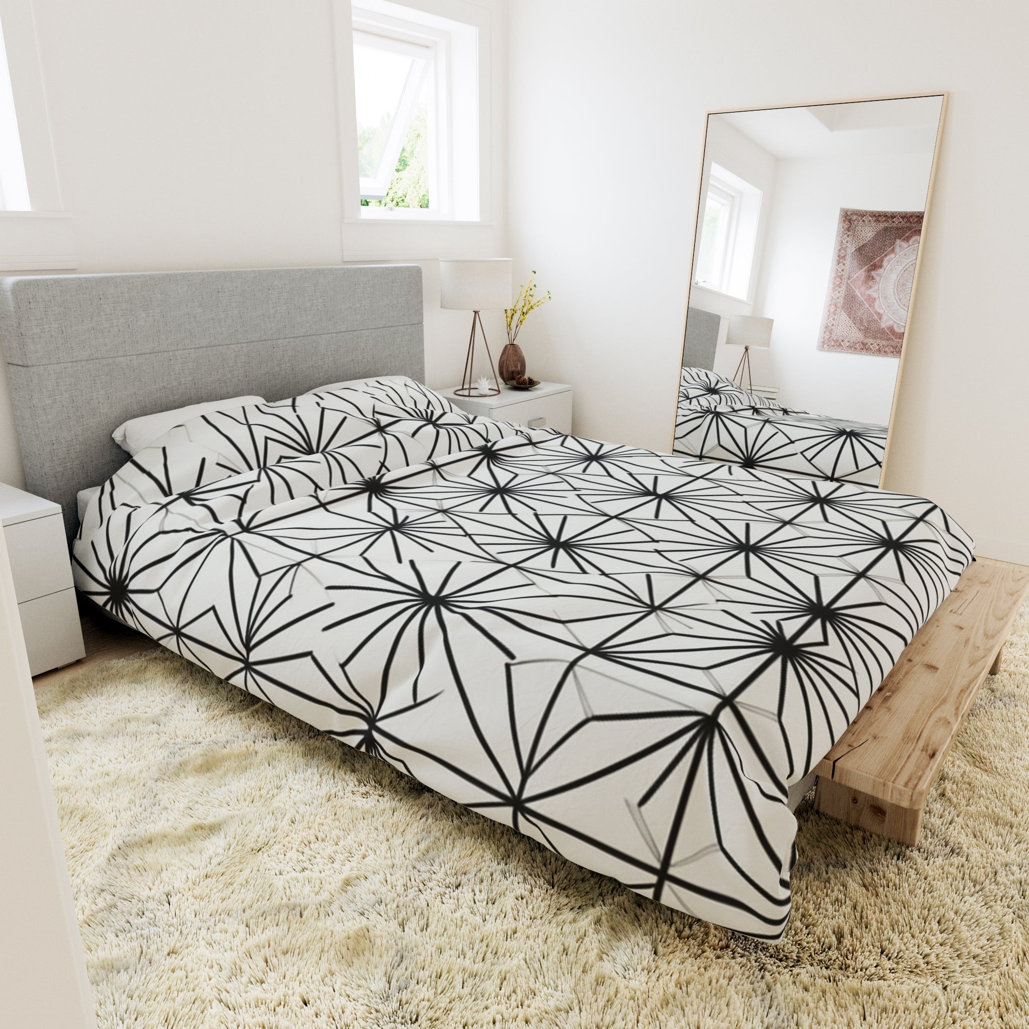 Noire Faire Geometric BW Duvet Cover - Noire Faire