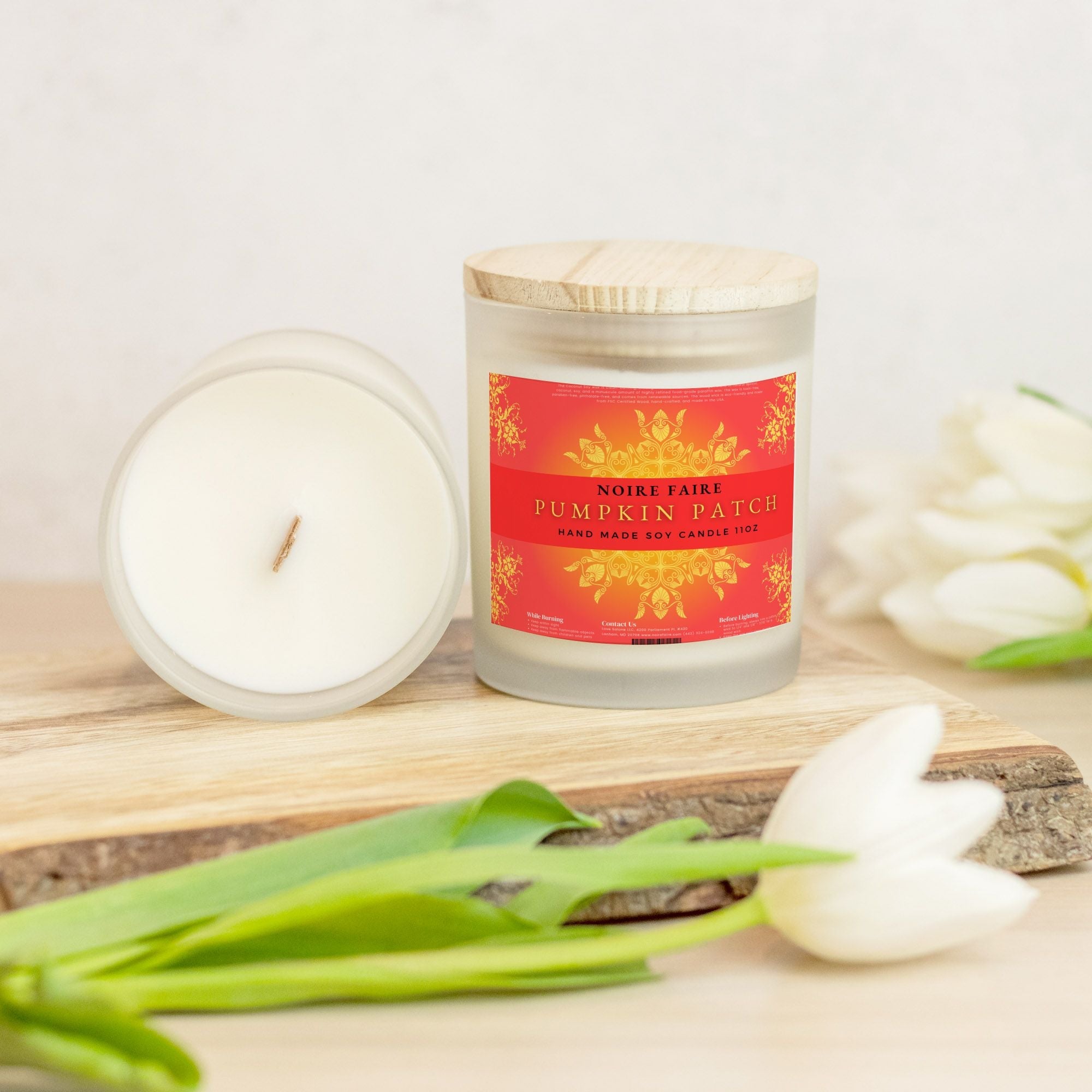 Pumpkin Patch 11oz Frosted Glass Candle by Noire Faire - Noire Faire