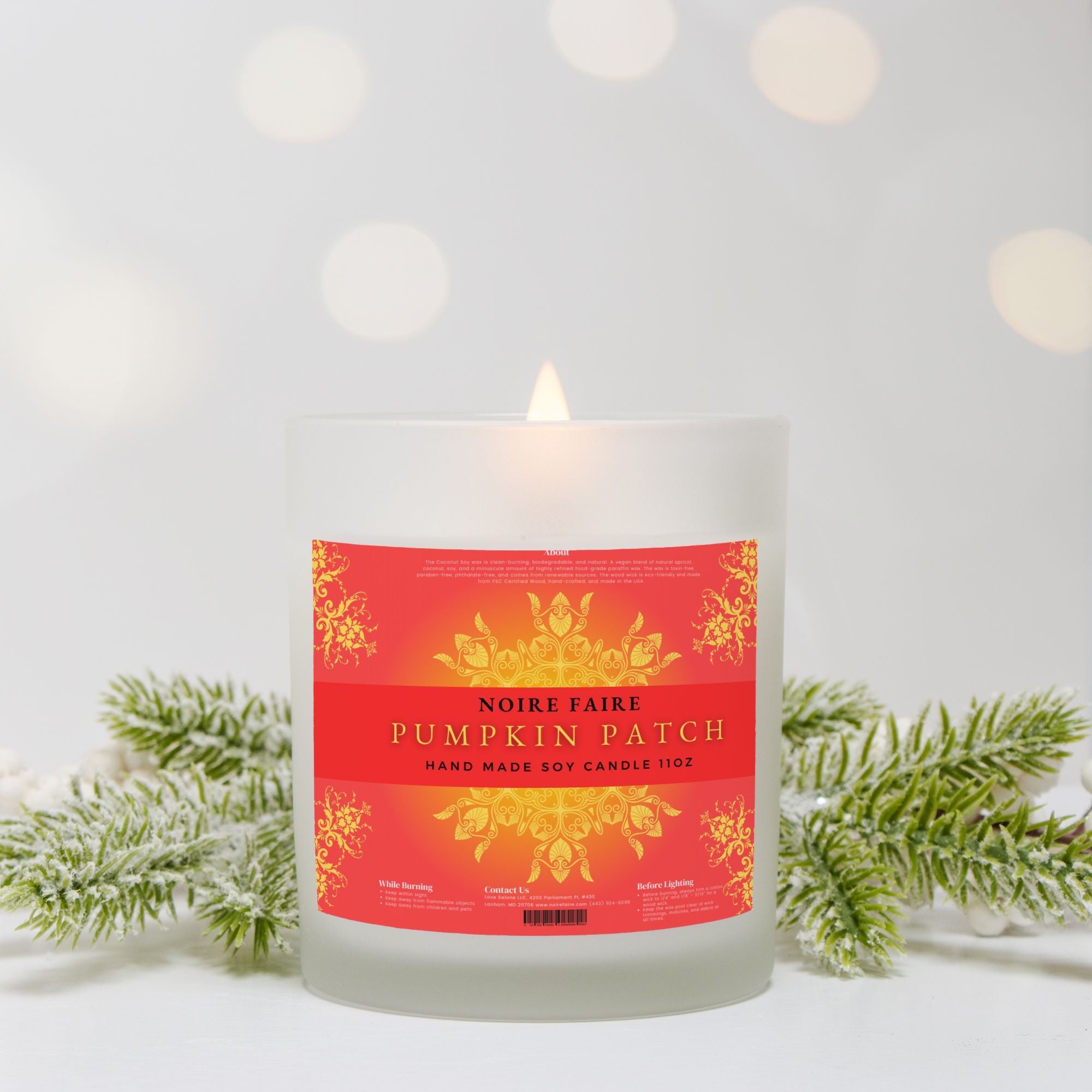 Pumpkin Patch 11oz Frosted Glass Candle by Noire Faire - Noire Faire