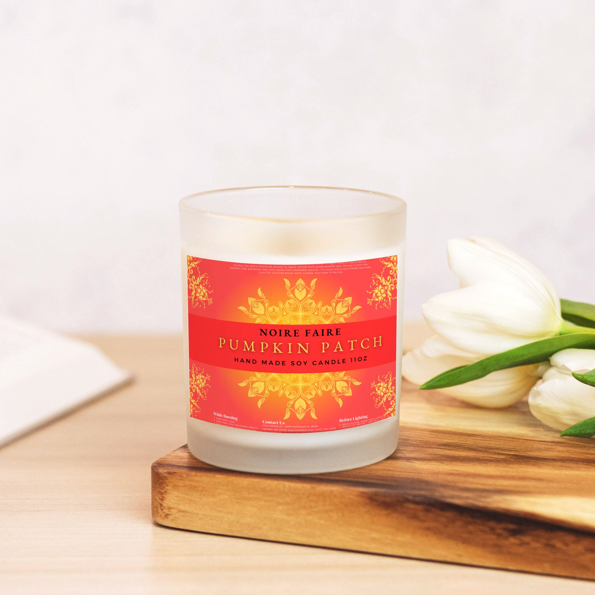 Pumpkin Patch 11oz Frosted Glass Candle by Noire Faire - Noire Faire