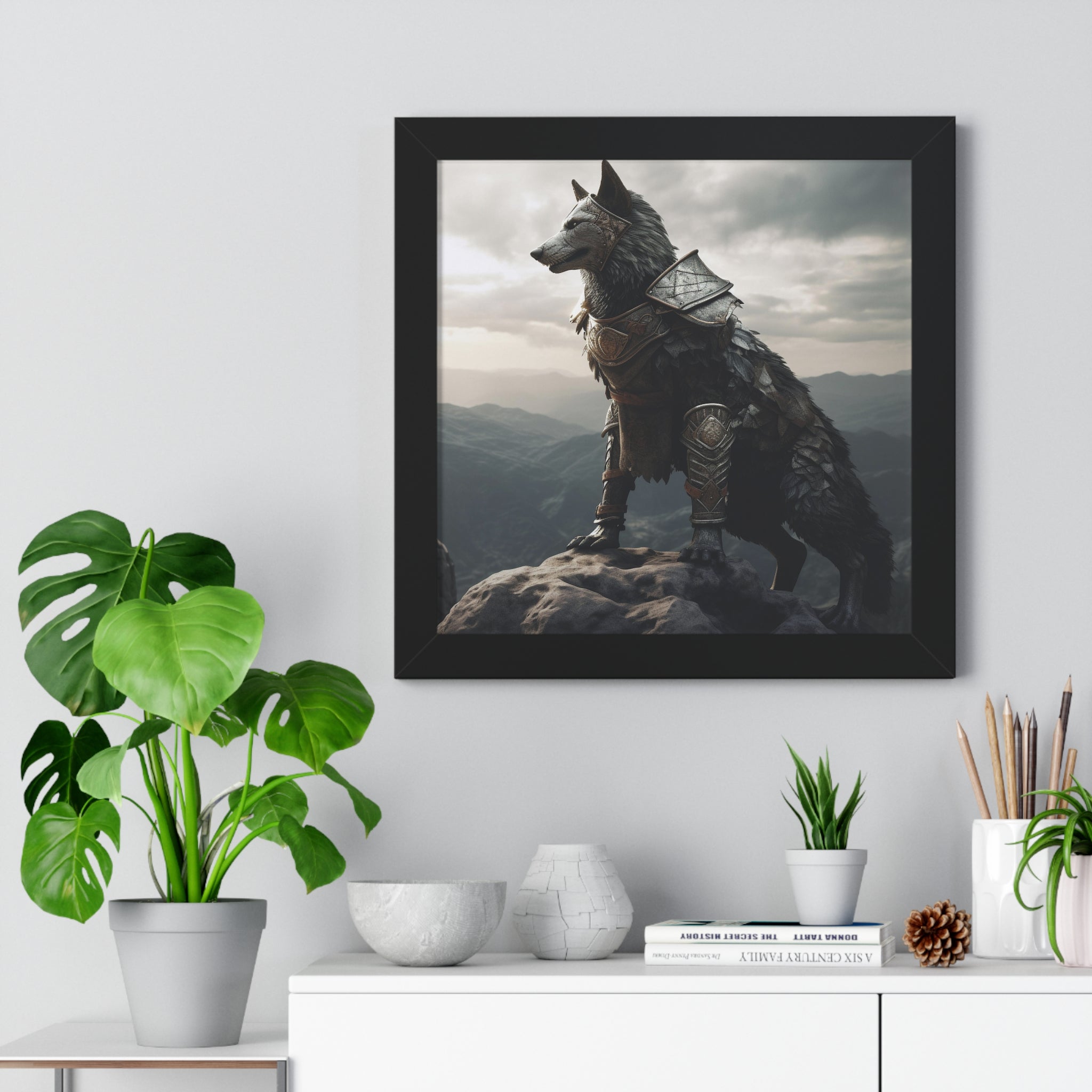 Warrior Wolf Framed Vertical Poster - Noire Faire