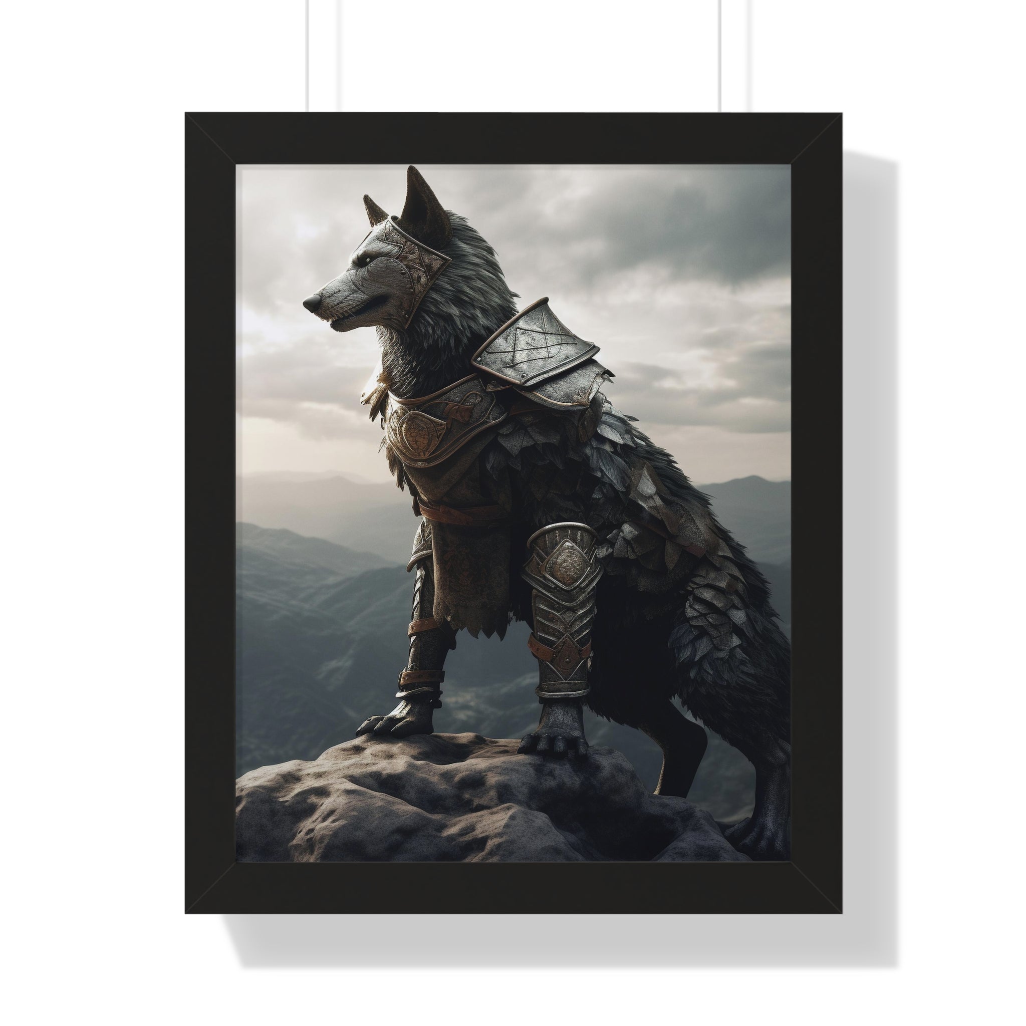 Warrior Wolf Framed Vertical Poster - Noire Faire