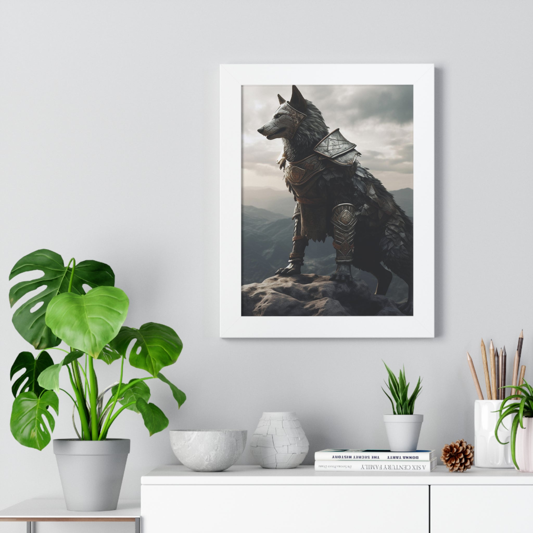 Warrior Wolf Framed Vertical Poster - Noire Faire