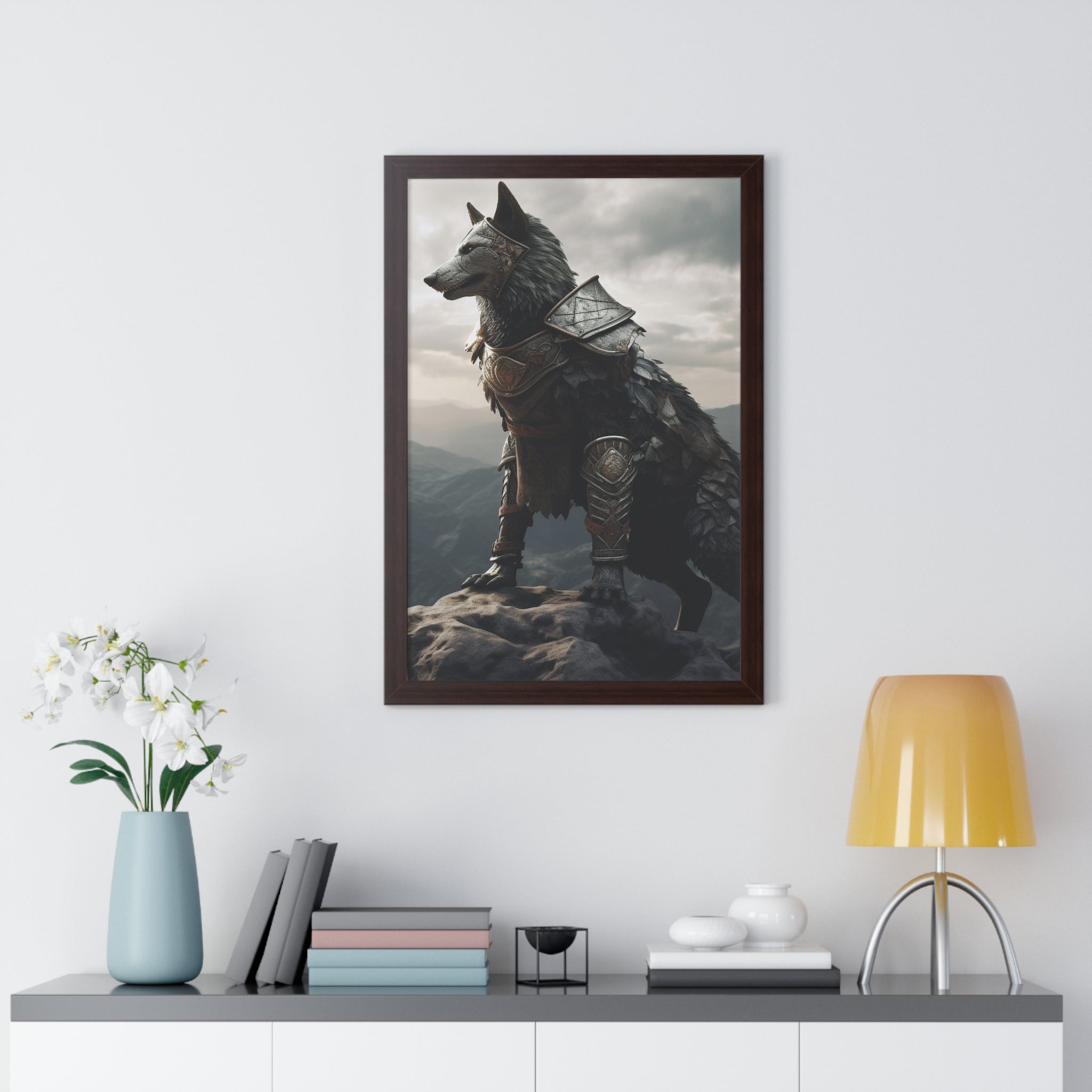 Warrior Wolf Framed Vertical Poster - Noire Faire