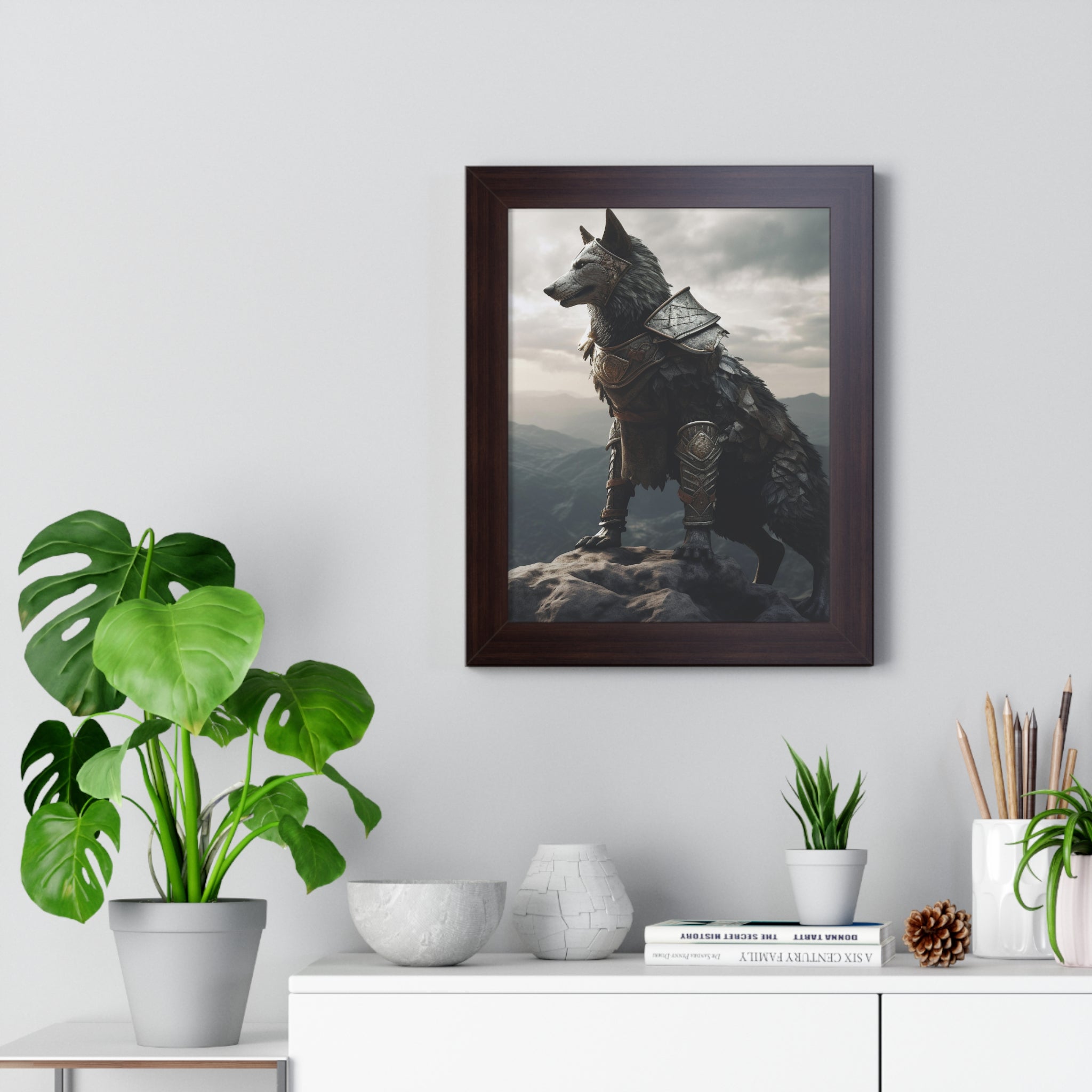 Warrior Wolf Framed Vertical Poster - Noire Faire