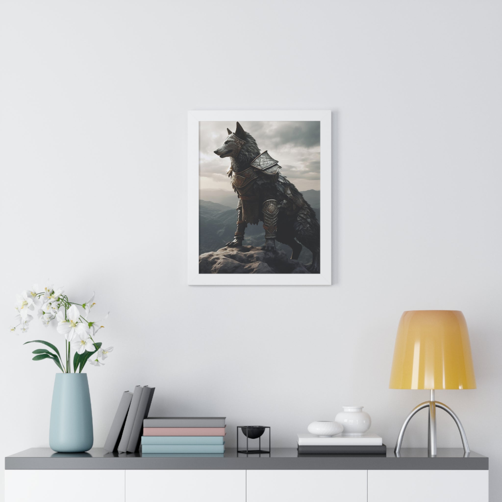 Warrior Wolf Framed Vertical Poster - Noire Faire