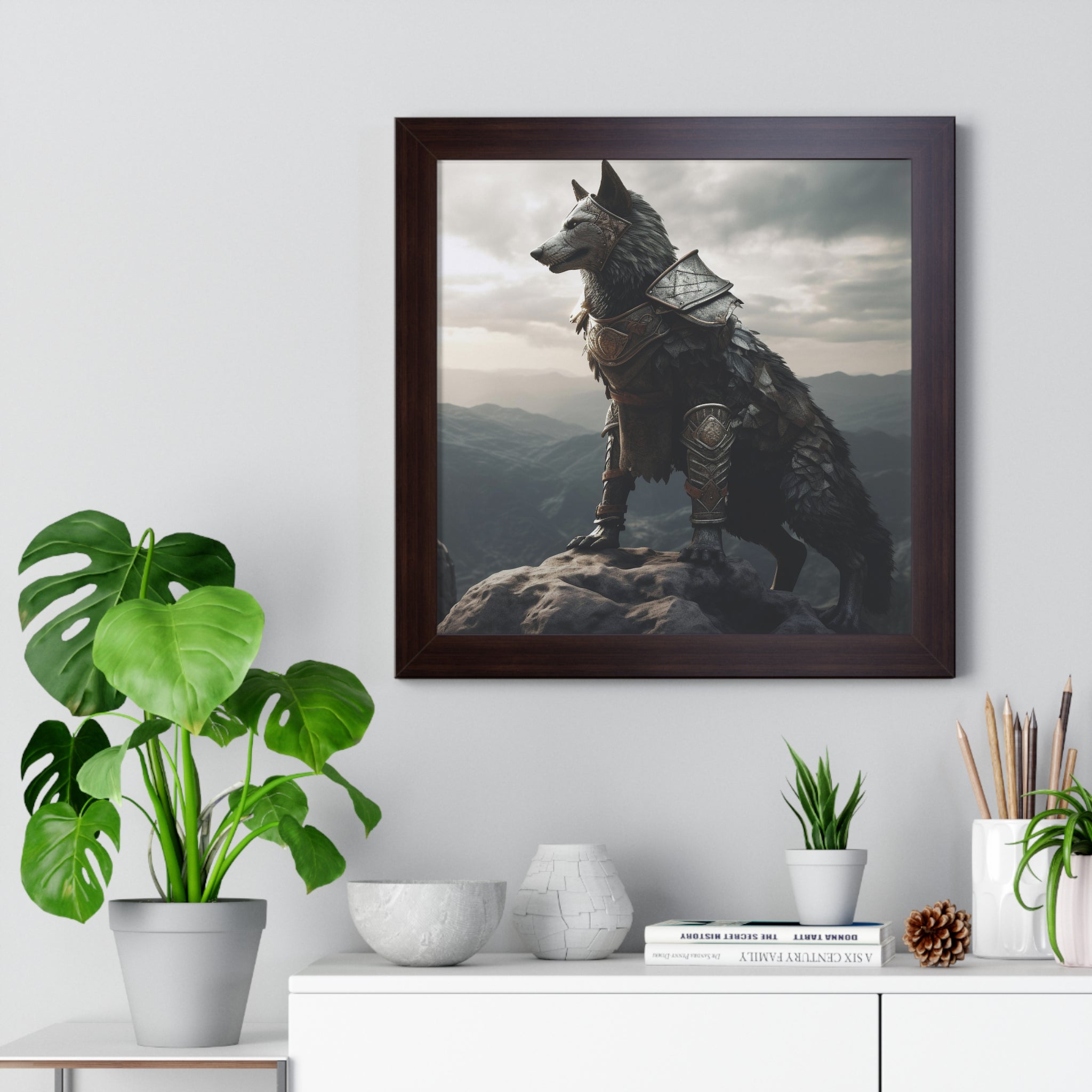 Warrior Wolf Framed Vertical Poster - Noire Faire
