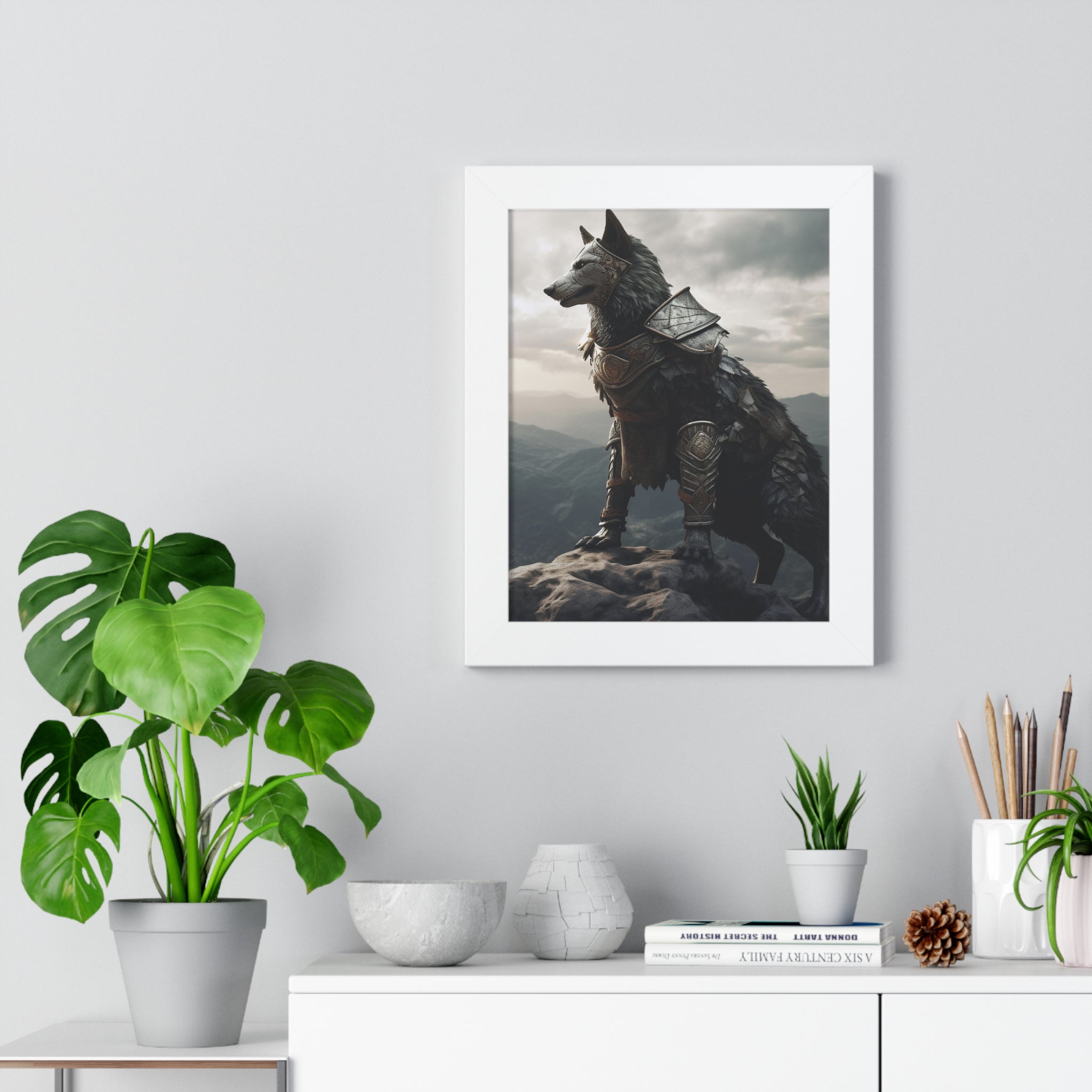 Warrior Wolf Framed Vertical Poster - Noire Faire