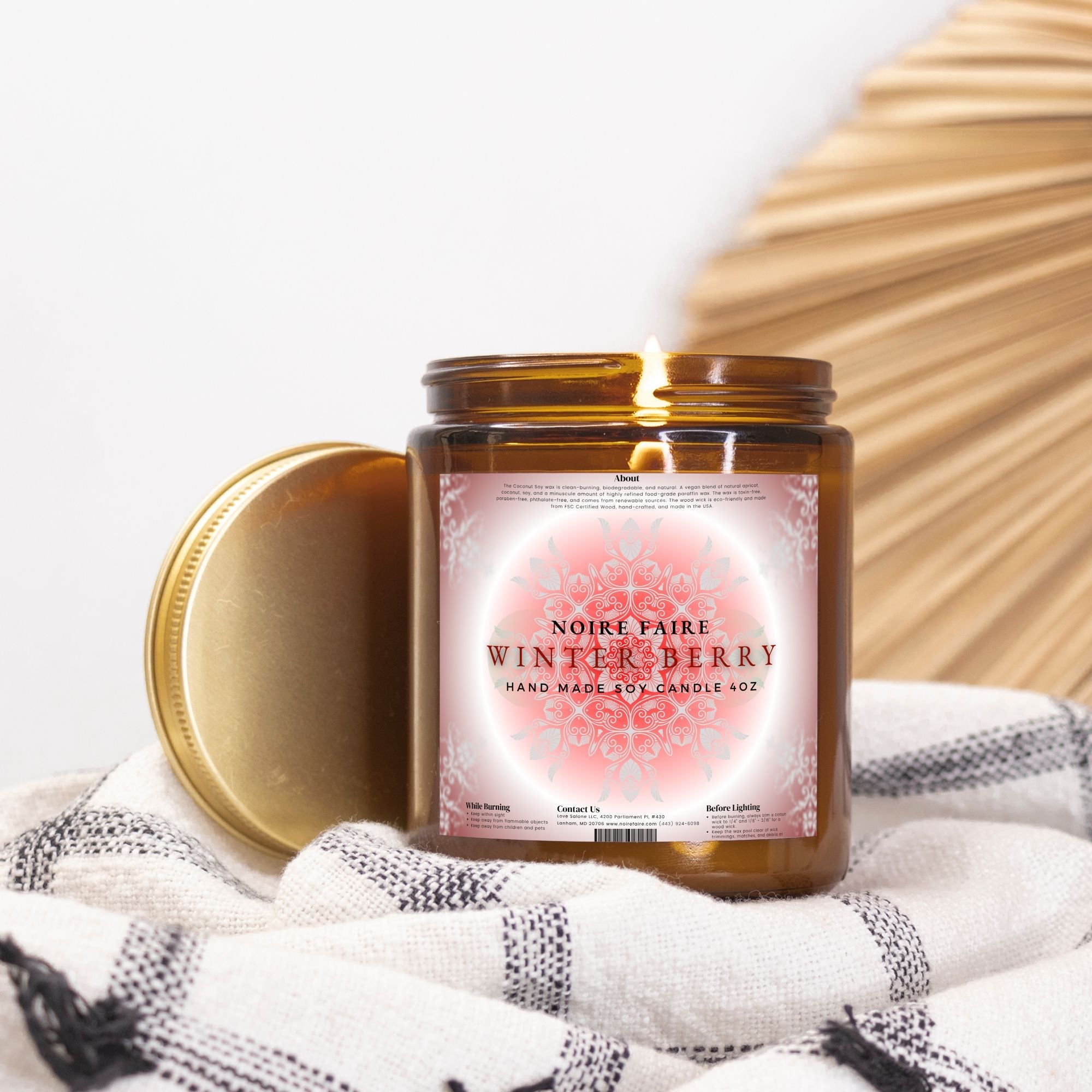 Winter Berry 9oz Amber Jar Candle by Noire Faire - Noire Faire